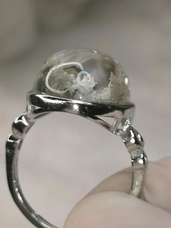 Weisser Gartenquarz 925 Silber Ring verstellbar