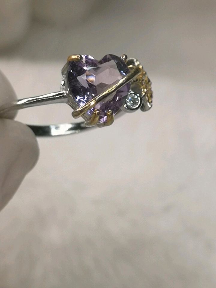 Amethyst Herz Form 925 Silber Ring
