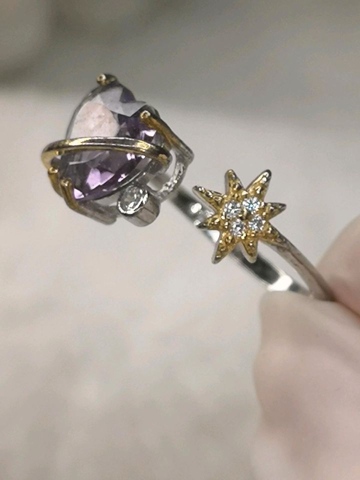 Amethyst Herz Form 925 Silber Ring