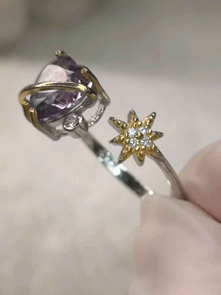 Amethyst Herz Form 925 Silber Ring