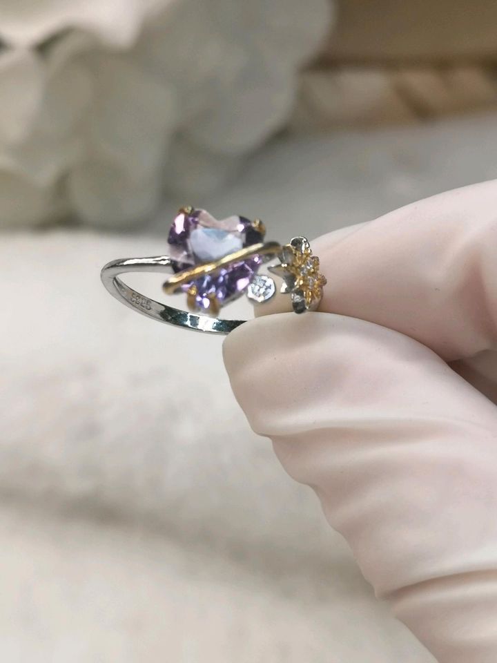 Amethyst Herz Form 925 Silber Ring