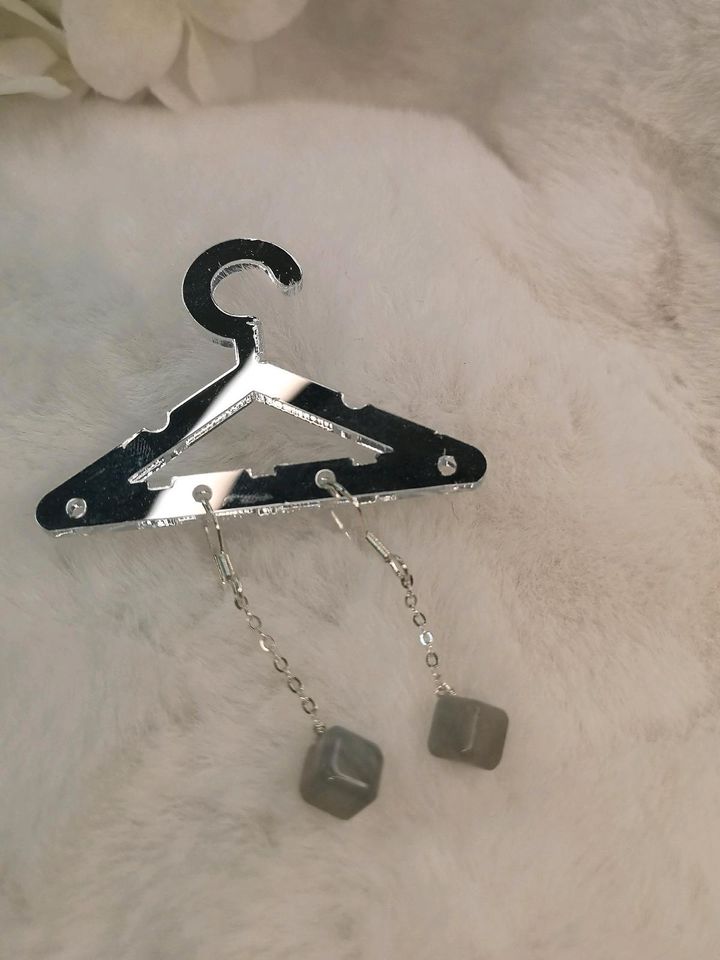 Labradorite Ohrringe, 925 Silber in Würfel Form