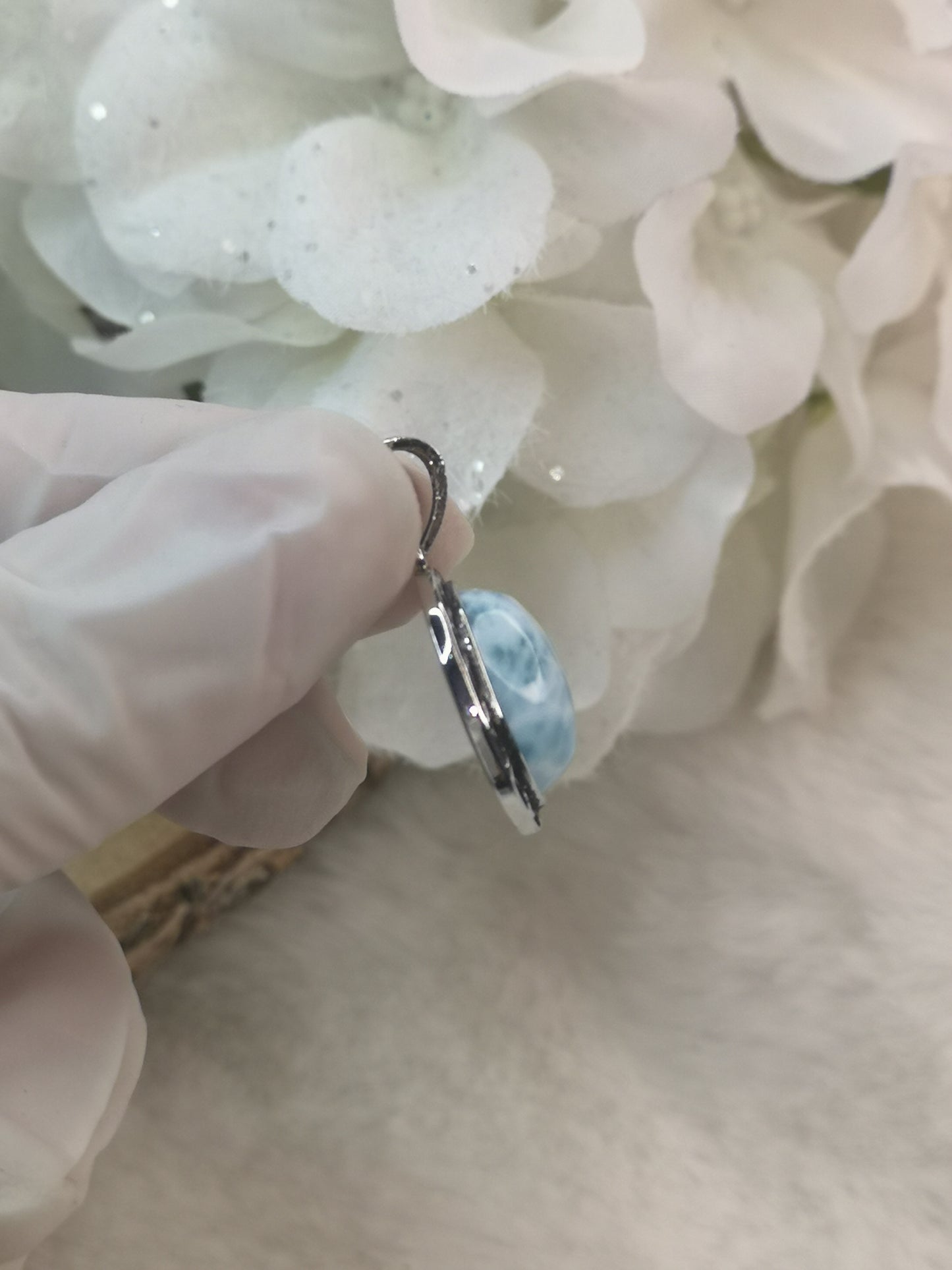 Larimar Kupfer Ketten Anhänger Edelstein