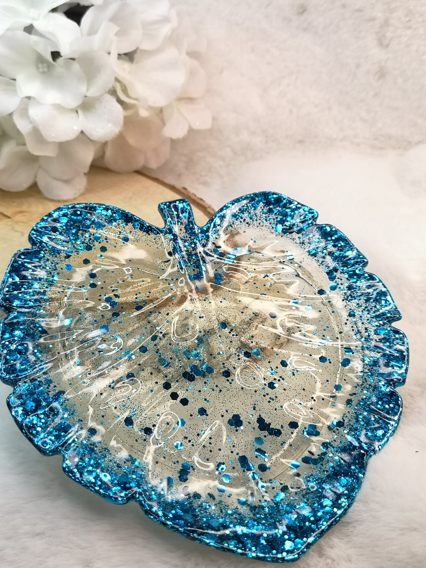 Deko Blatt Schale Kunstharz Handmade Unikat