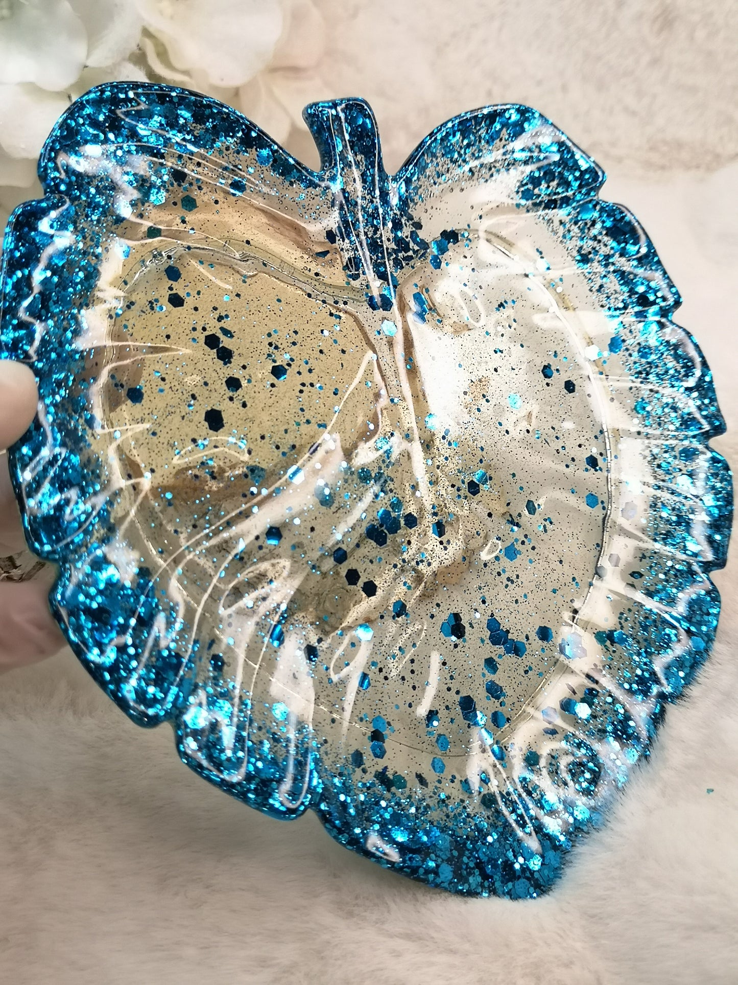 Deko Blatt Schale Kunstharz Handmade Unikat