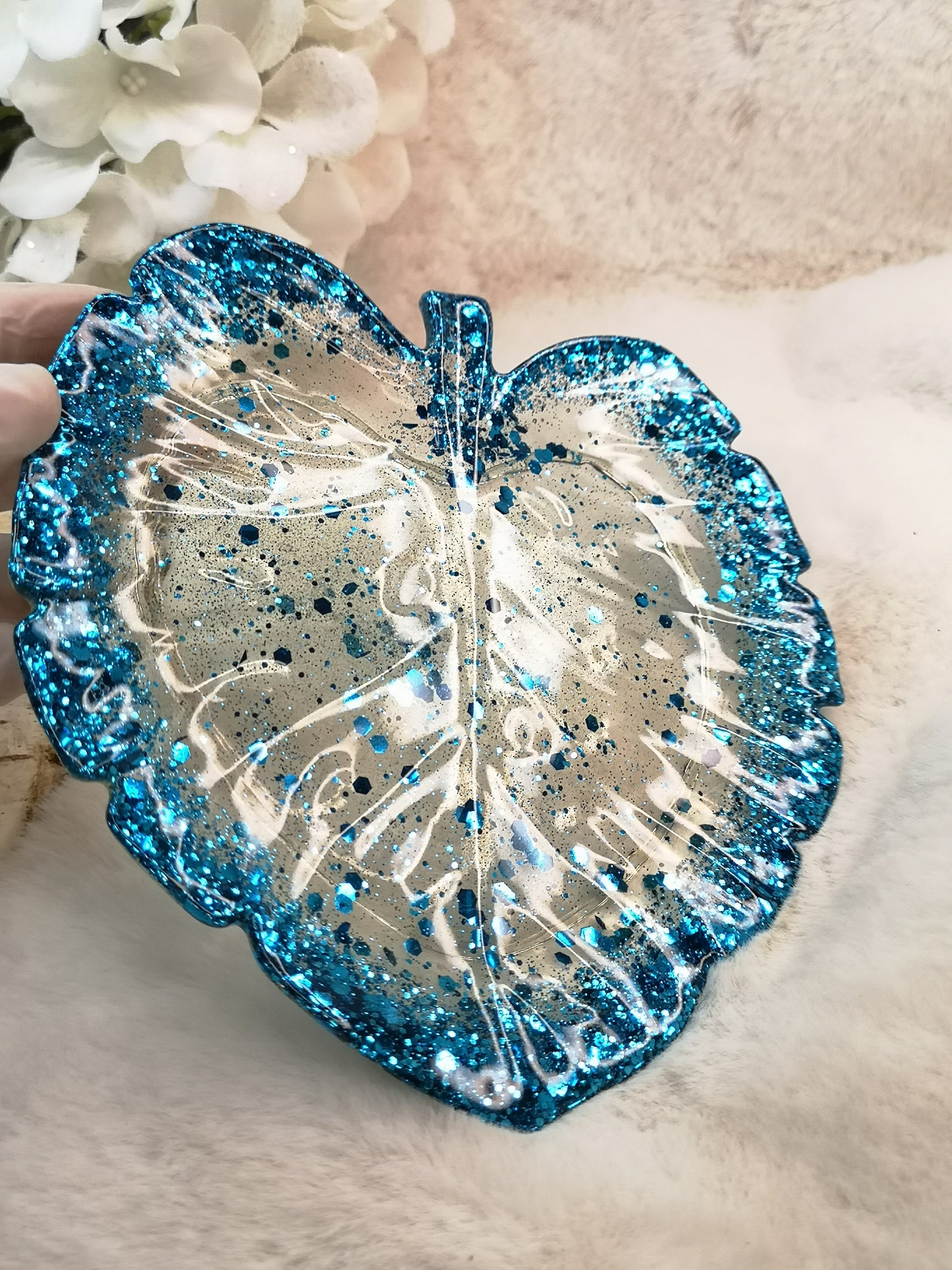 Deko Blatt Schale Kunstharz Handmade Unikat