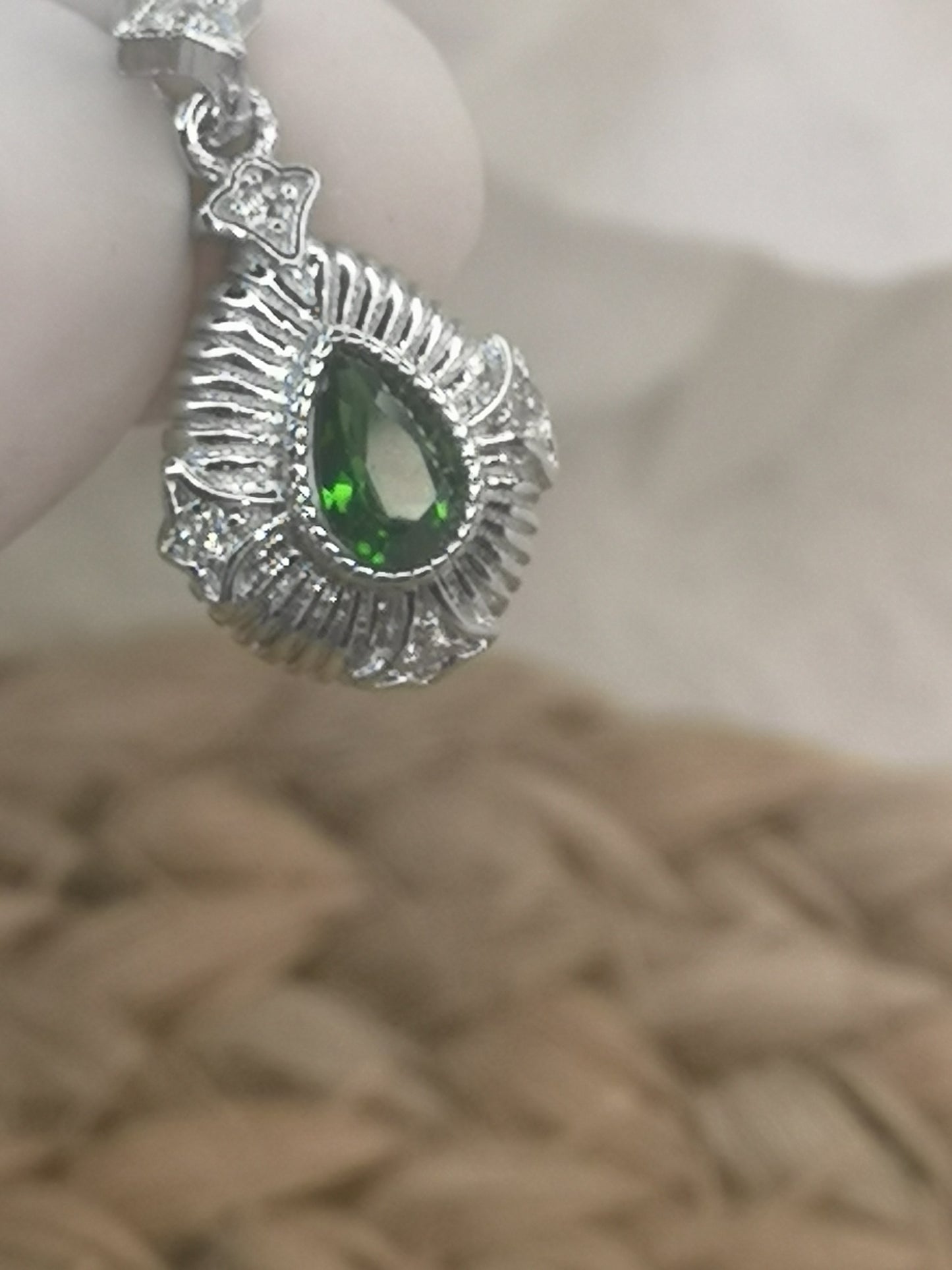 Diopside Edelstein Crystal, Kupfer Ketten Anhänger