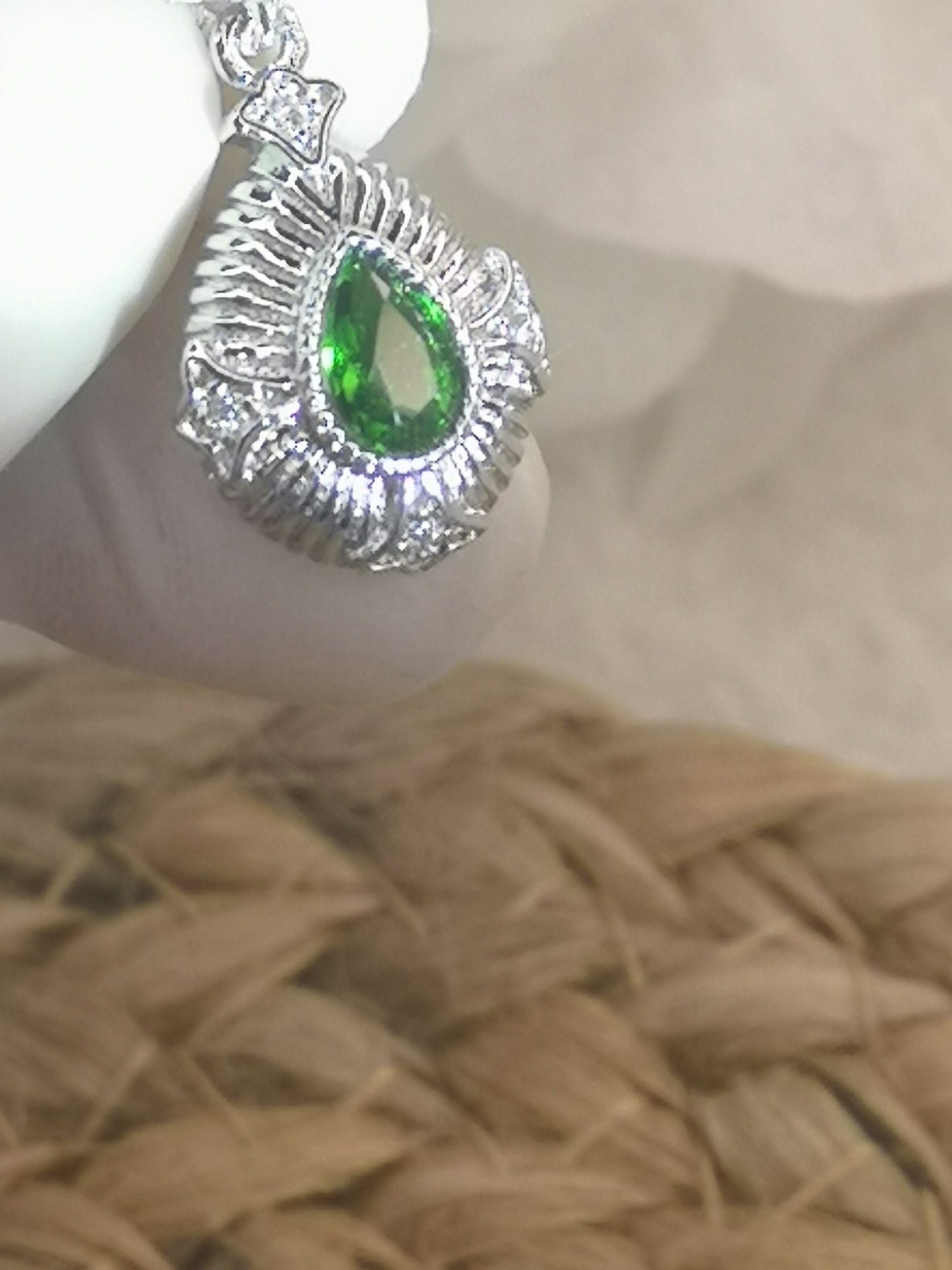 Diopside Edelstein Crystal, Kupfer Ketten Anhänger
