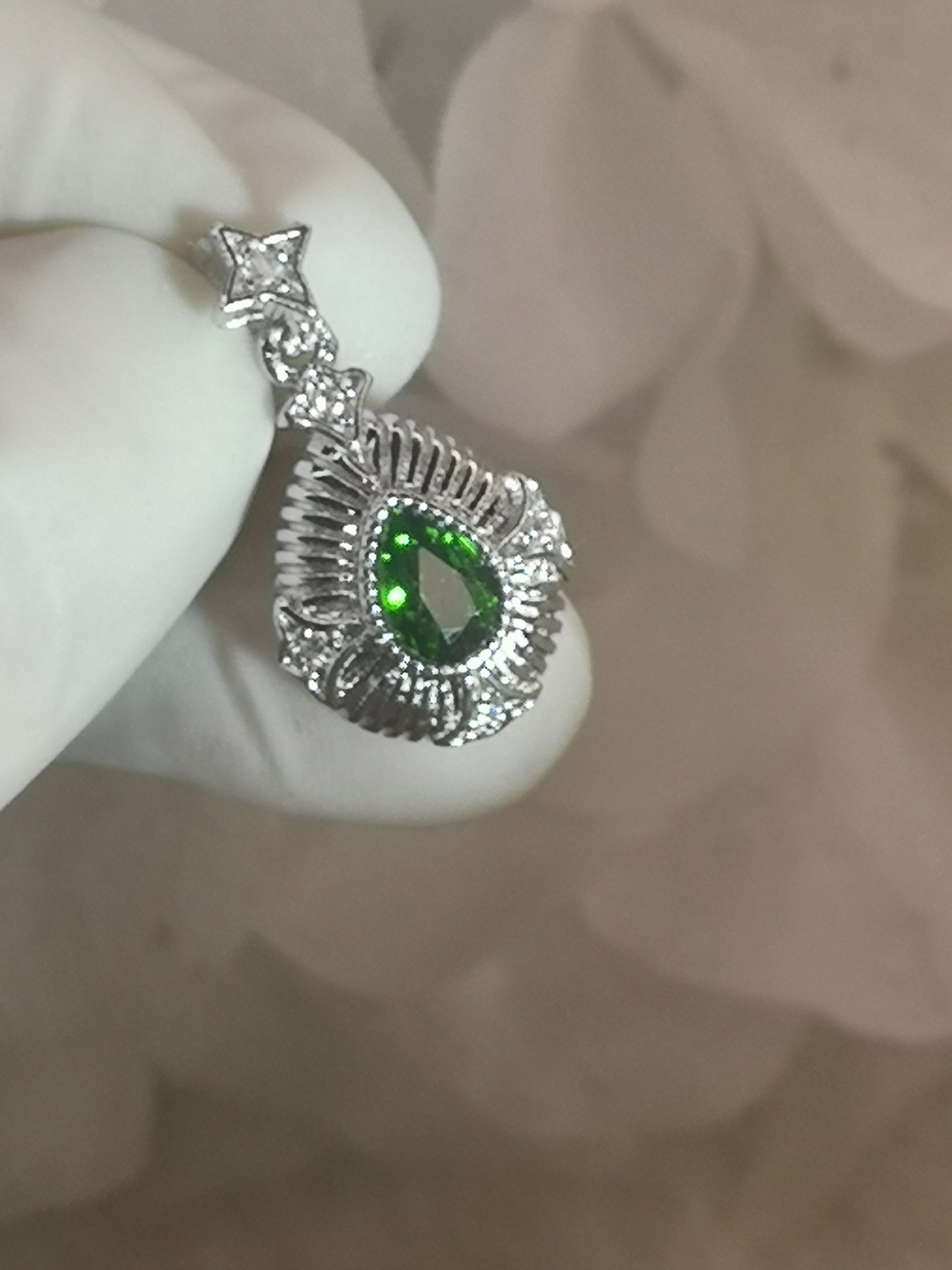 Diopside Edelstein Crystal, Kupfer Ketten Anhänger