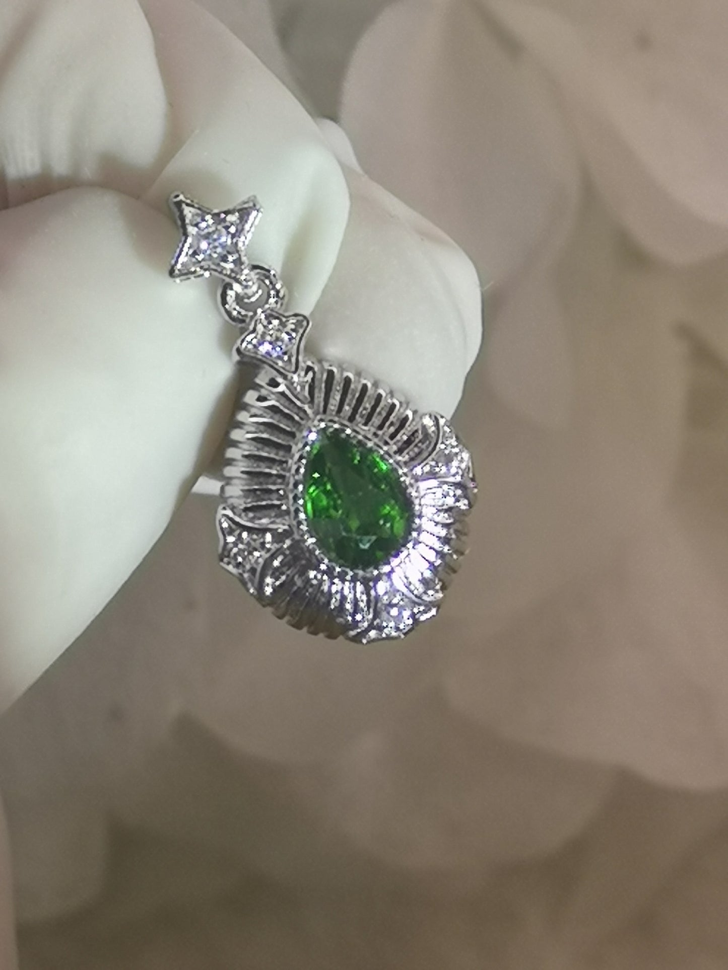Diopside Edelstein Crystal, Kupfer Ketten Anhänger