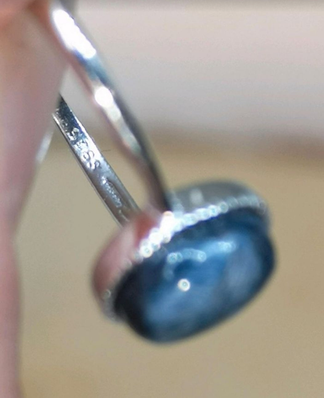 Blue Petersite 925 Silber Ring, verstellbar