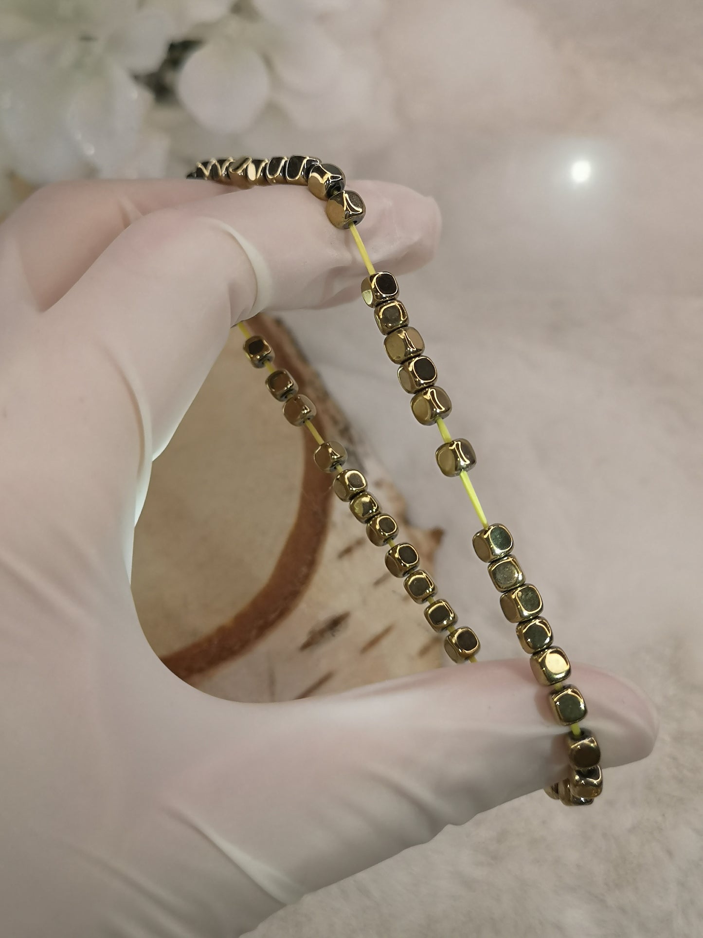 Pyrit Edelstein Armband, dehnbar