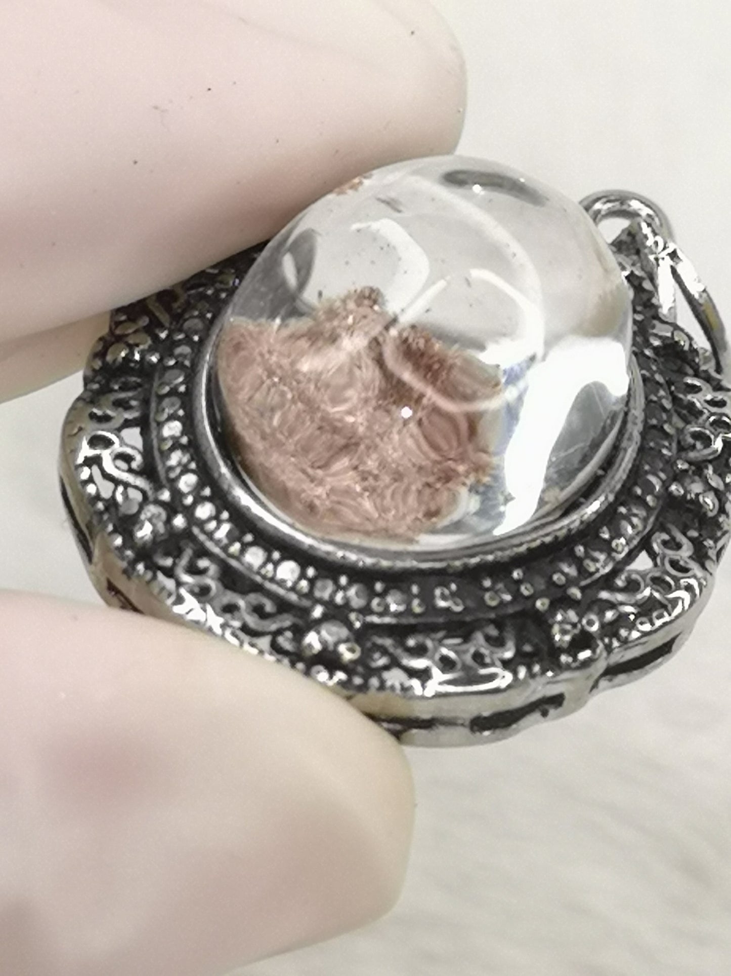 Gartenquartz Edelstein mit Phantomen, Kupfer Ketten Anhänger