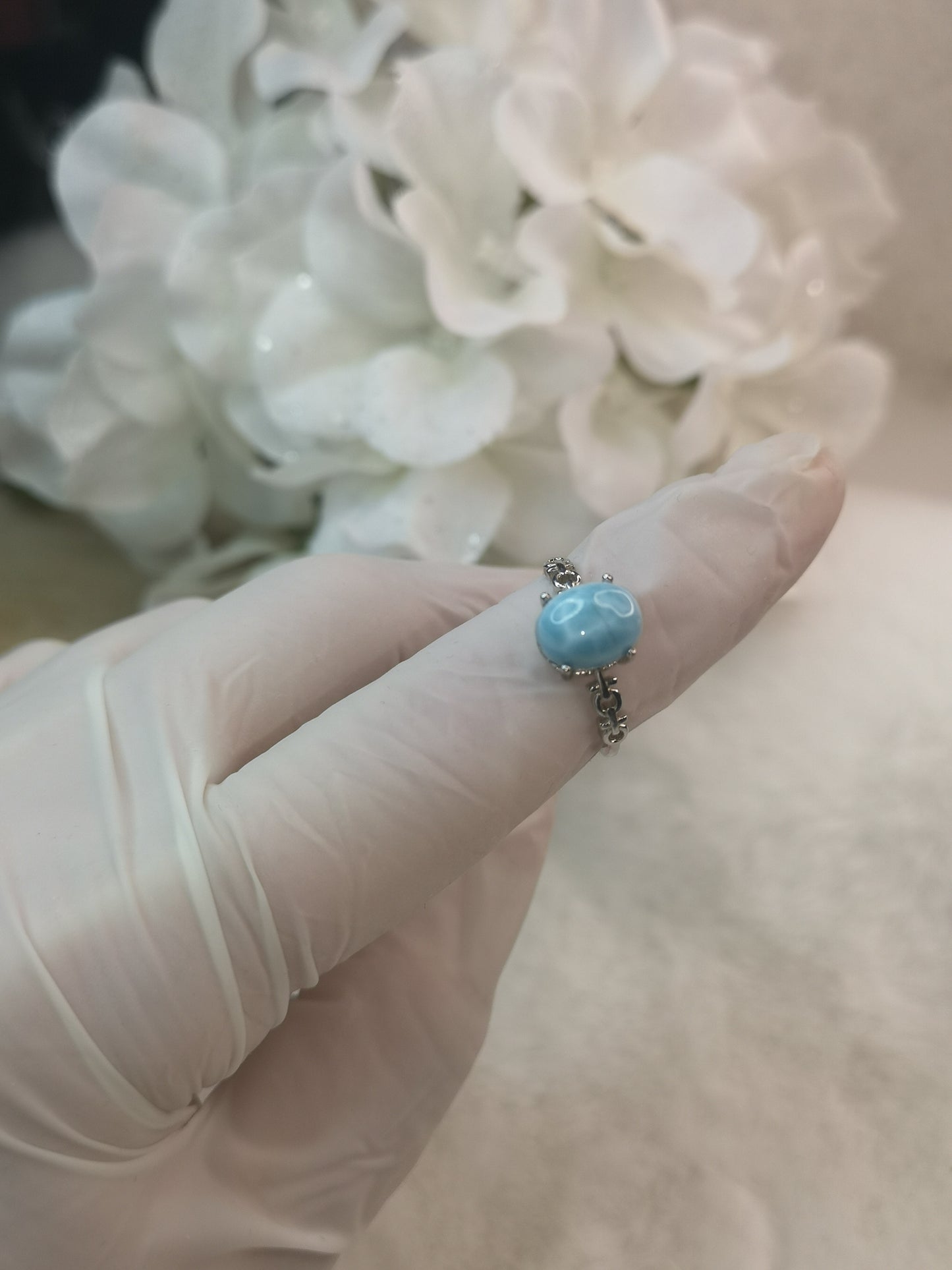 Larimar 925 Silber Ring, verstellbar