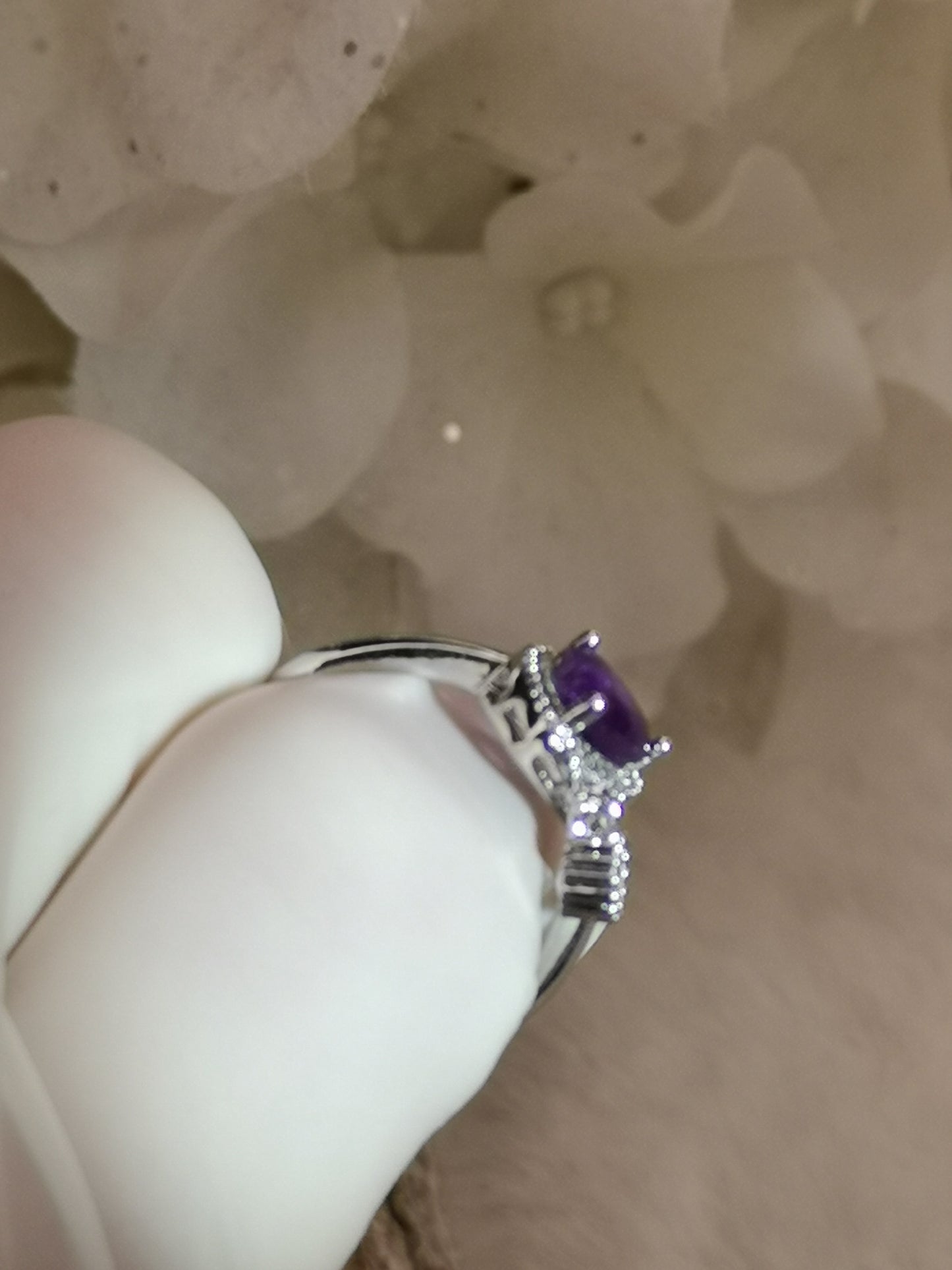 Amethyst Herz Edelstein, Kupfer Ring verstellbar