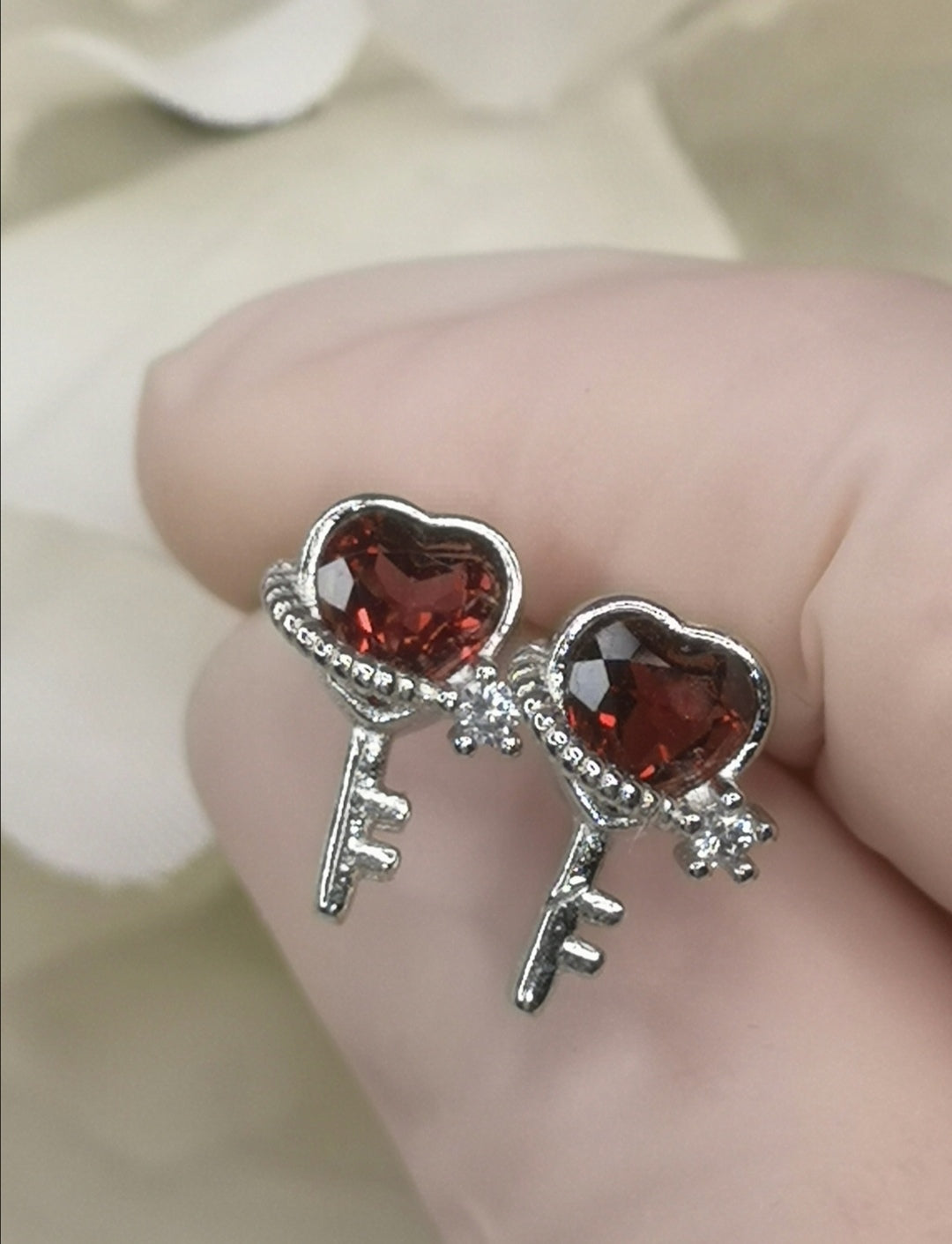 Granat Edelstein, 925 Silber Ohrringe