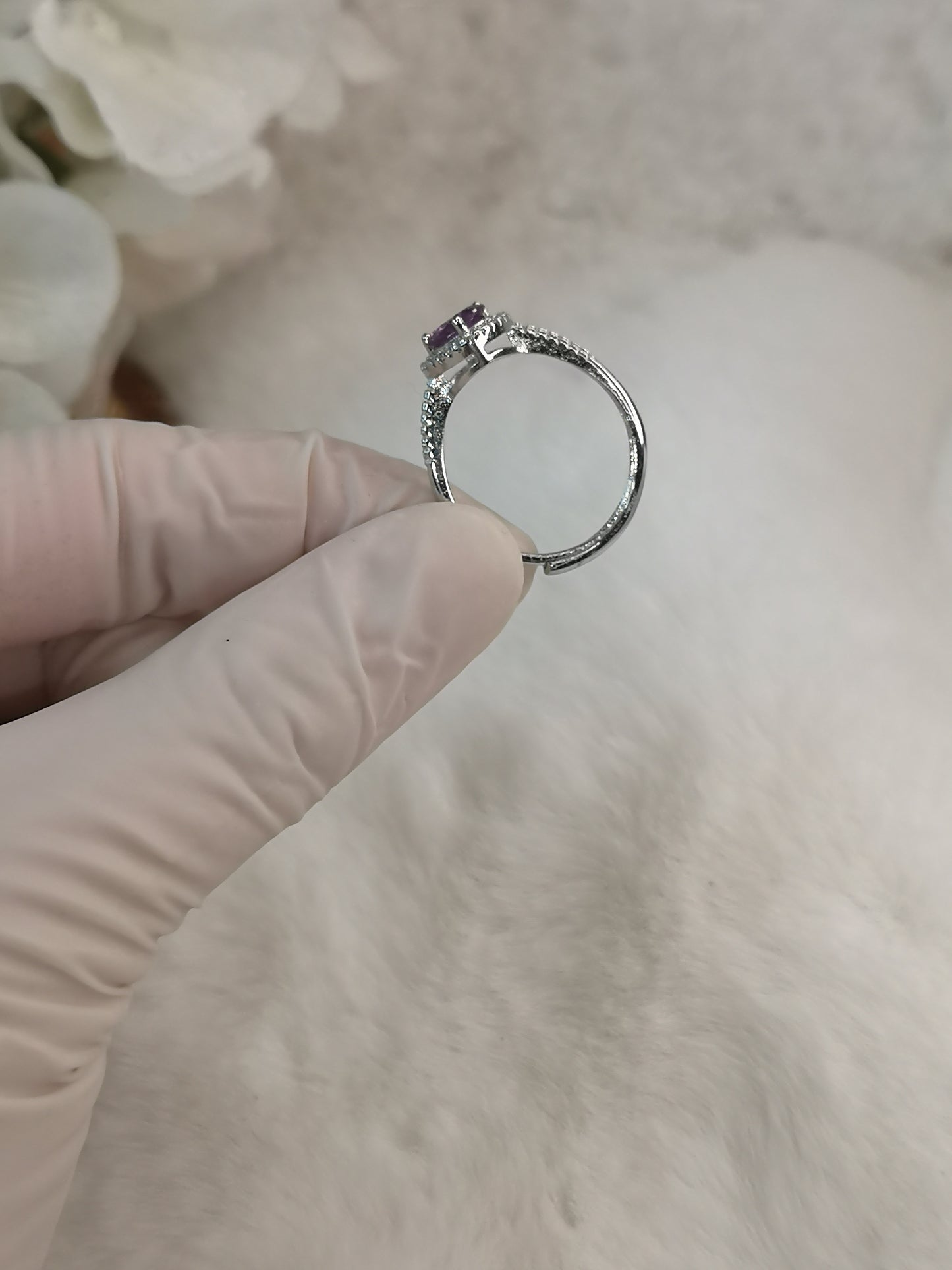Amethyst Herz Kupfer Ring, verstellbar