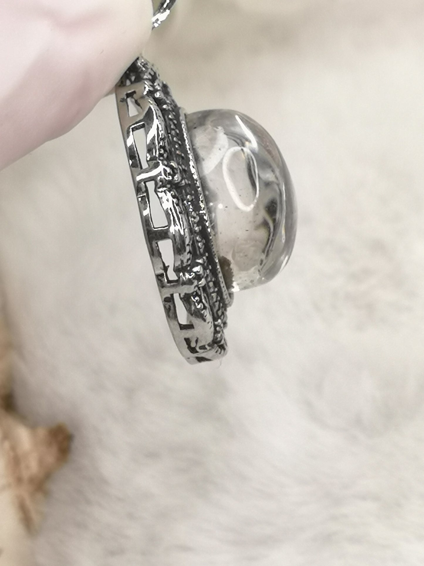 Gartenquartz Edelstein mit Phantomen, Kupfer Ketten Anhänger