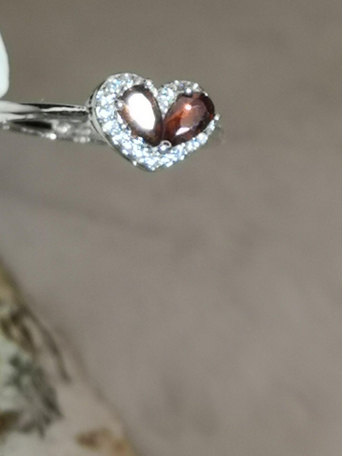 Granat Herz Edelstein, Kupfer Ring verstellbar