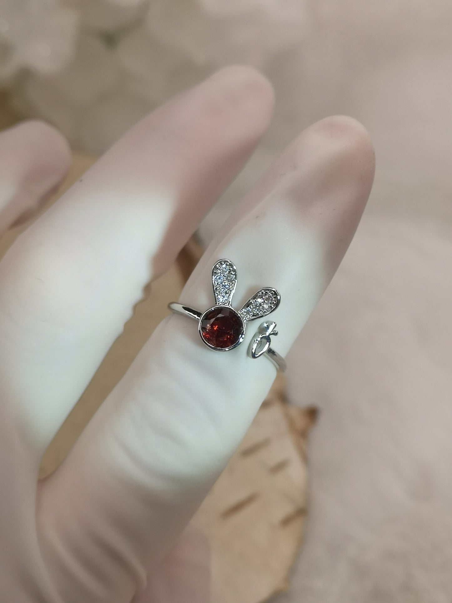 Granat Garnet Edelstein, Kupfer Ring verstellbar