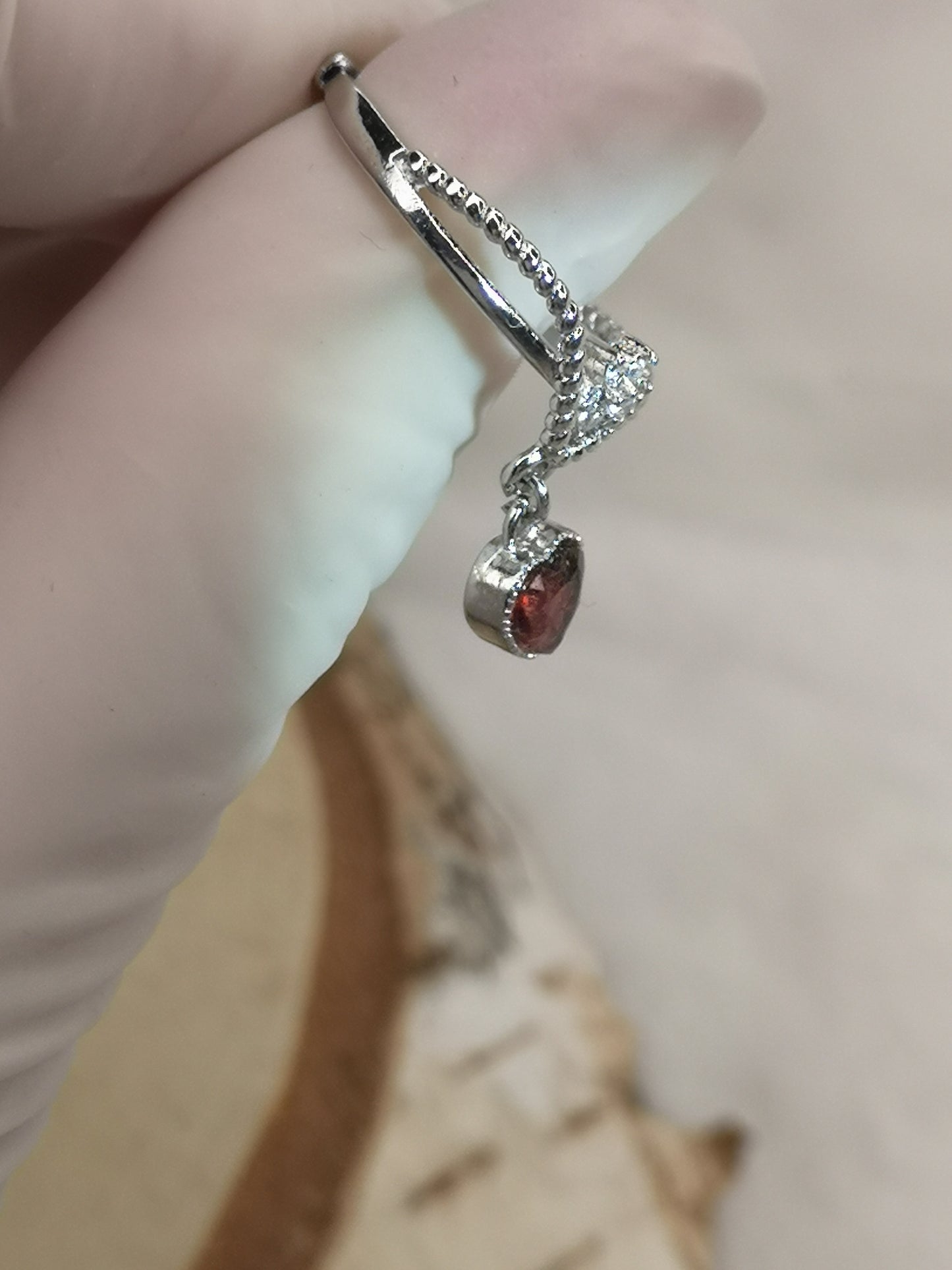 Granat Garnet Edelstein, Kupfer Ring verstellbar