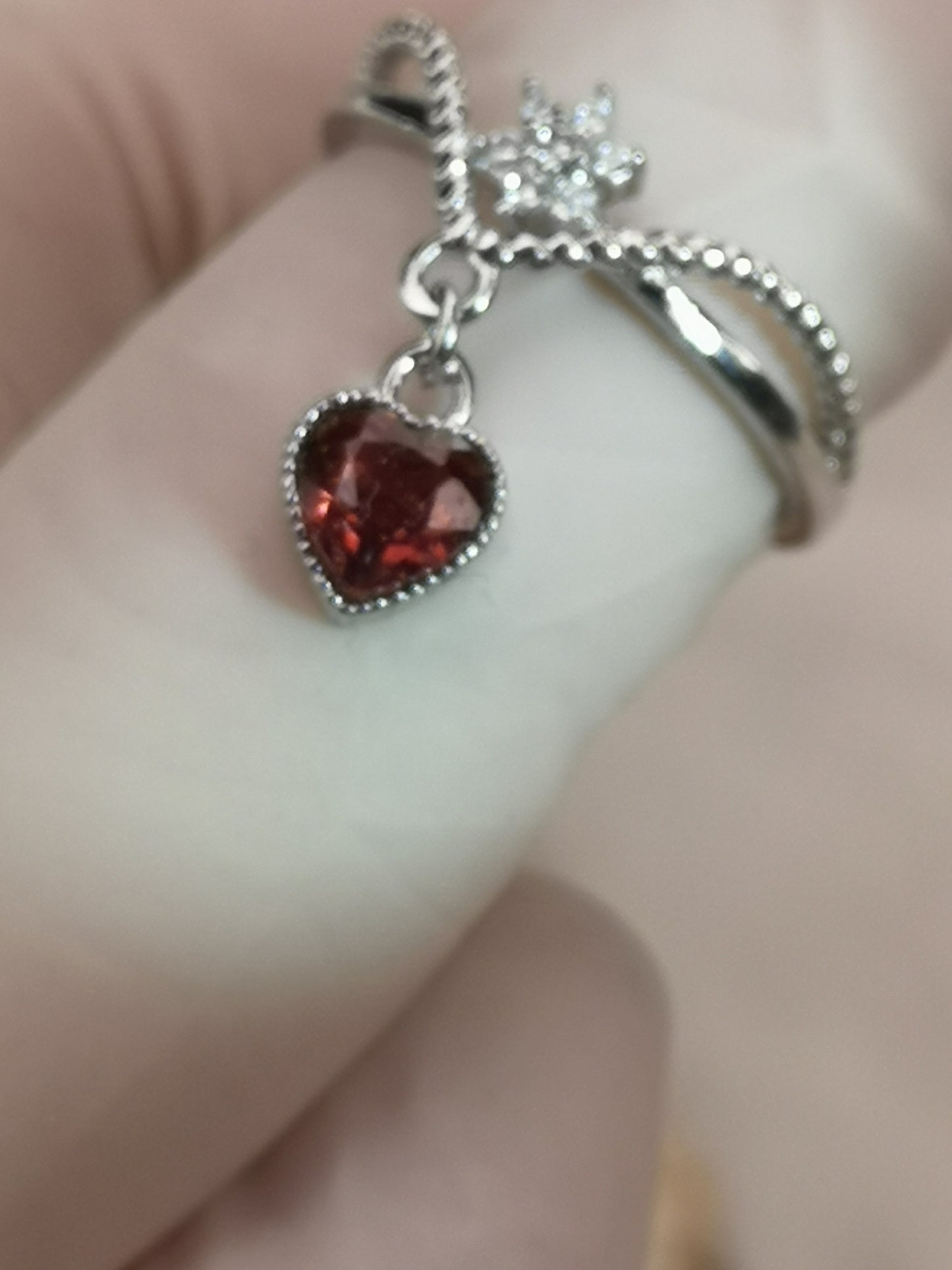 Granat Garnet Edelstein, Kupfer Ring verstellbar