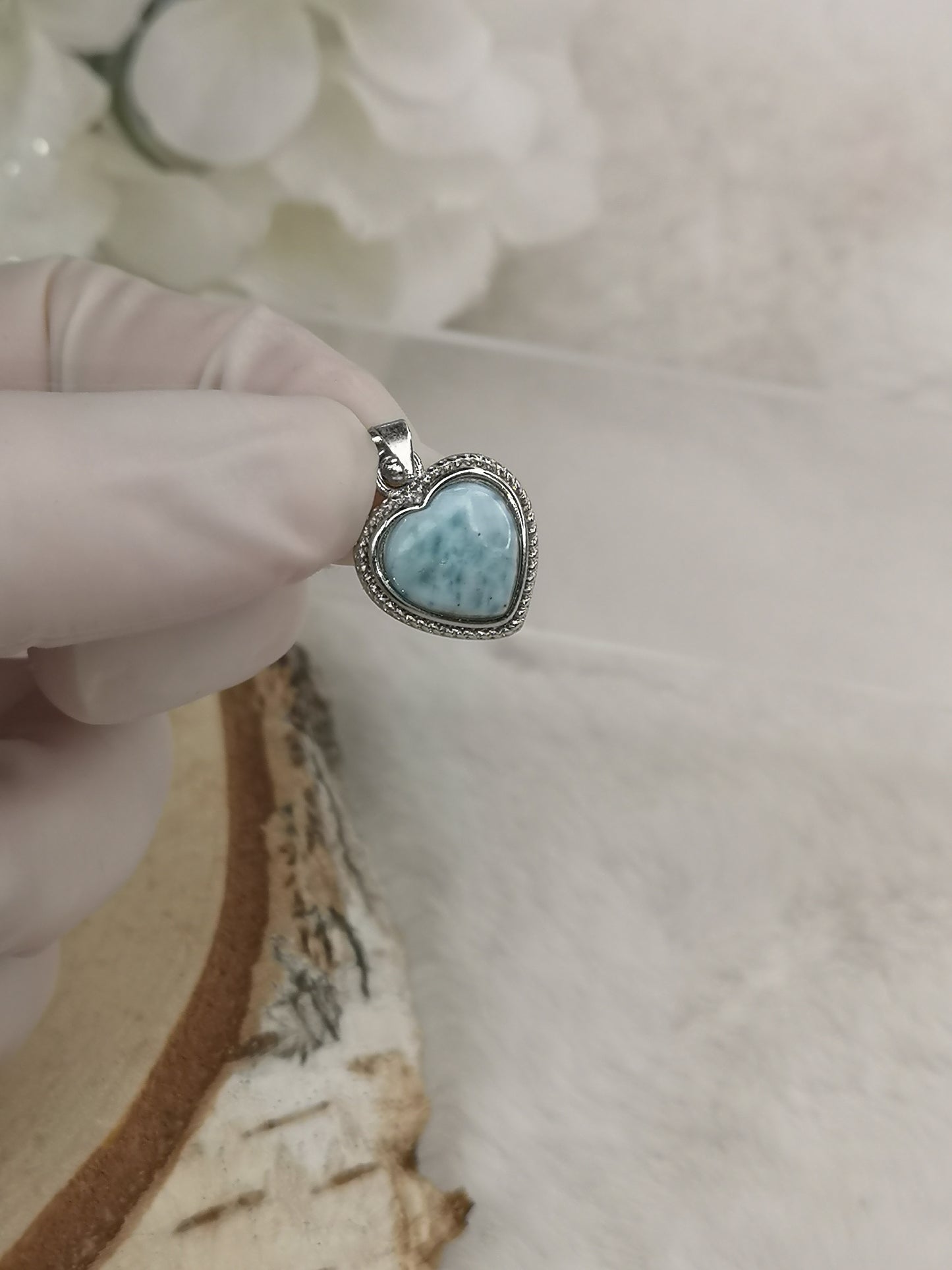 Larimar Edelstein, Kupfer Ketten Anhänger