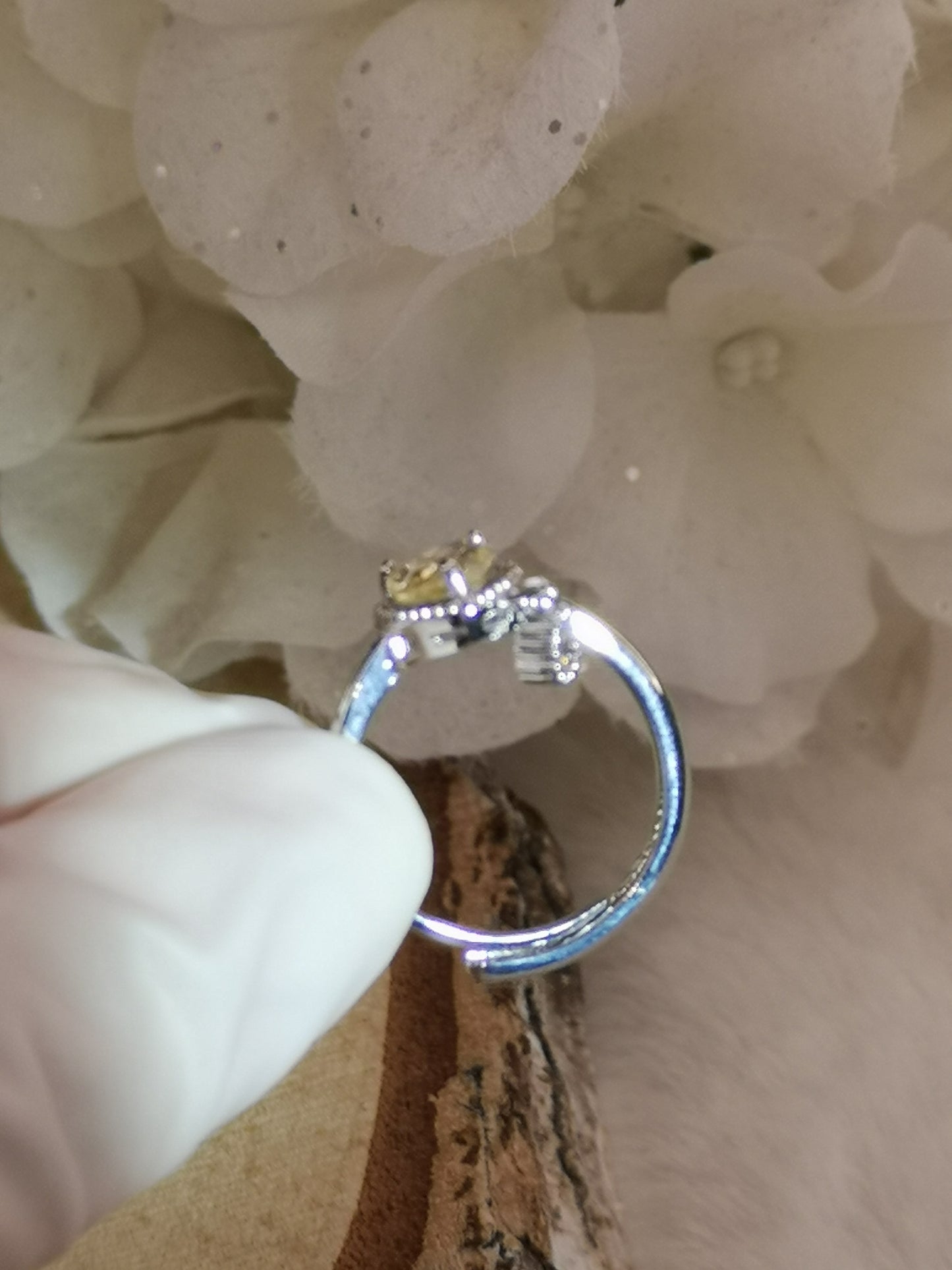 Citrin Herz Edelstein, Kupfer Ring verstellbar