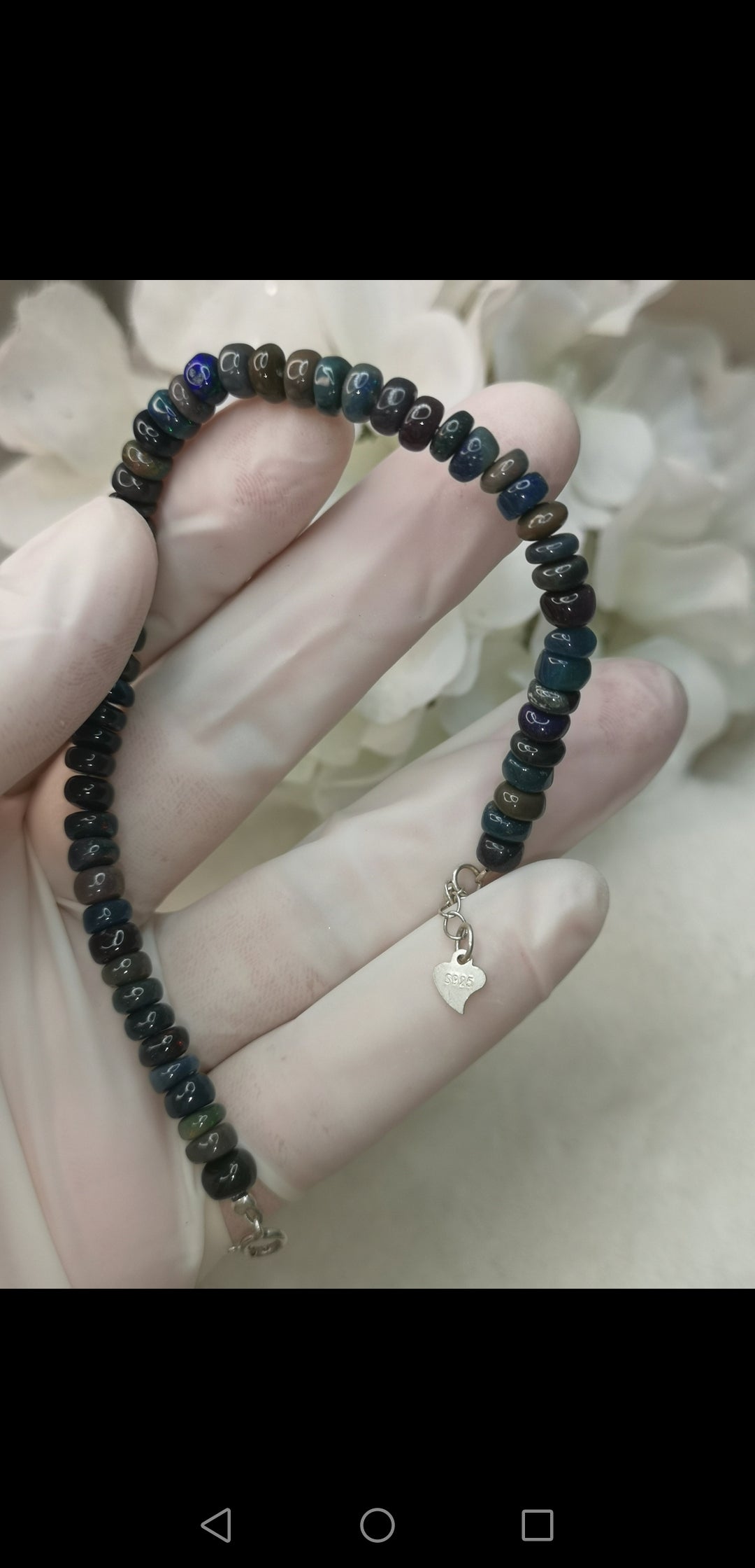 Black Opal Edelstein, 925 Silber Armband