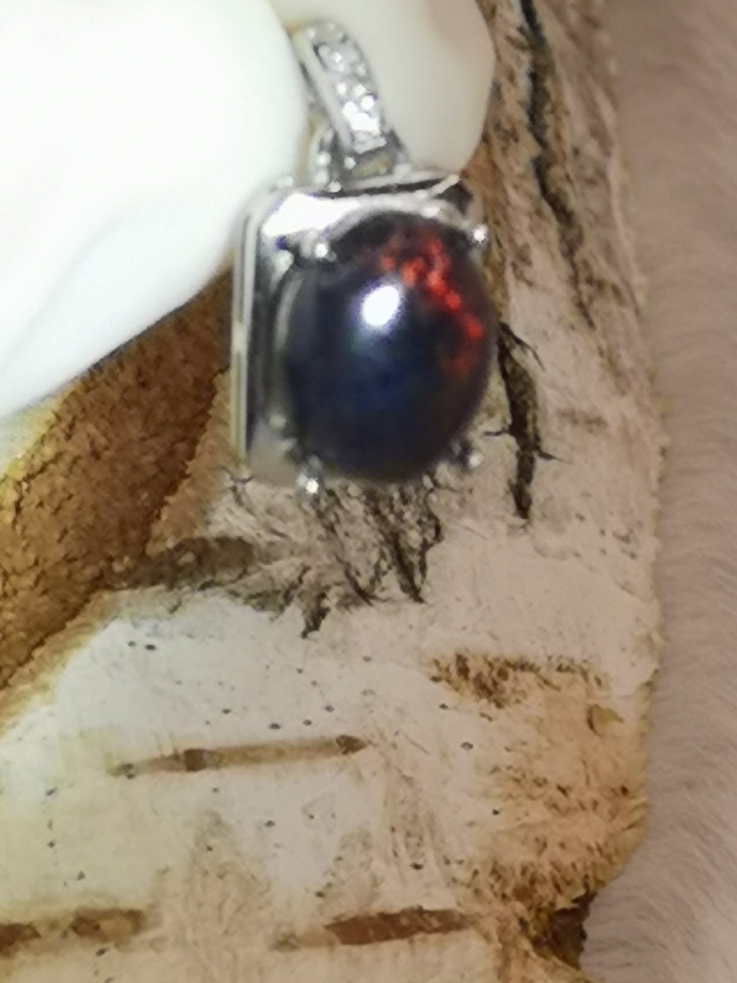 Black Opal Edelstein 925 Silber Ketten Anhänger