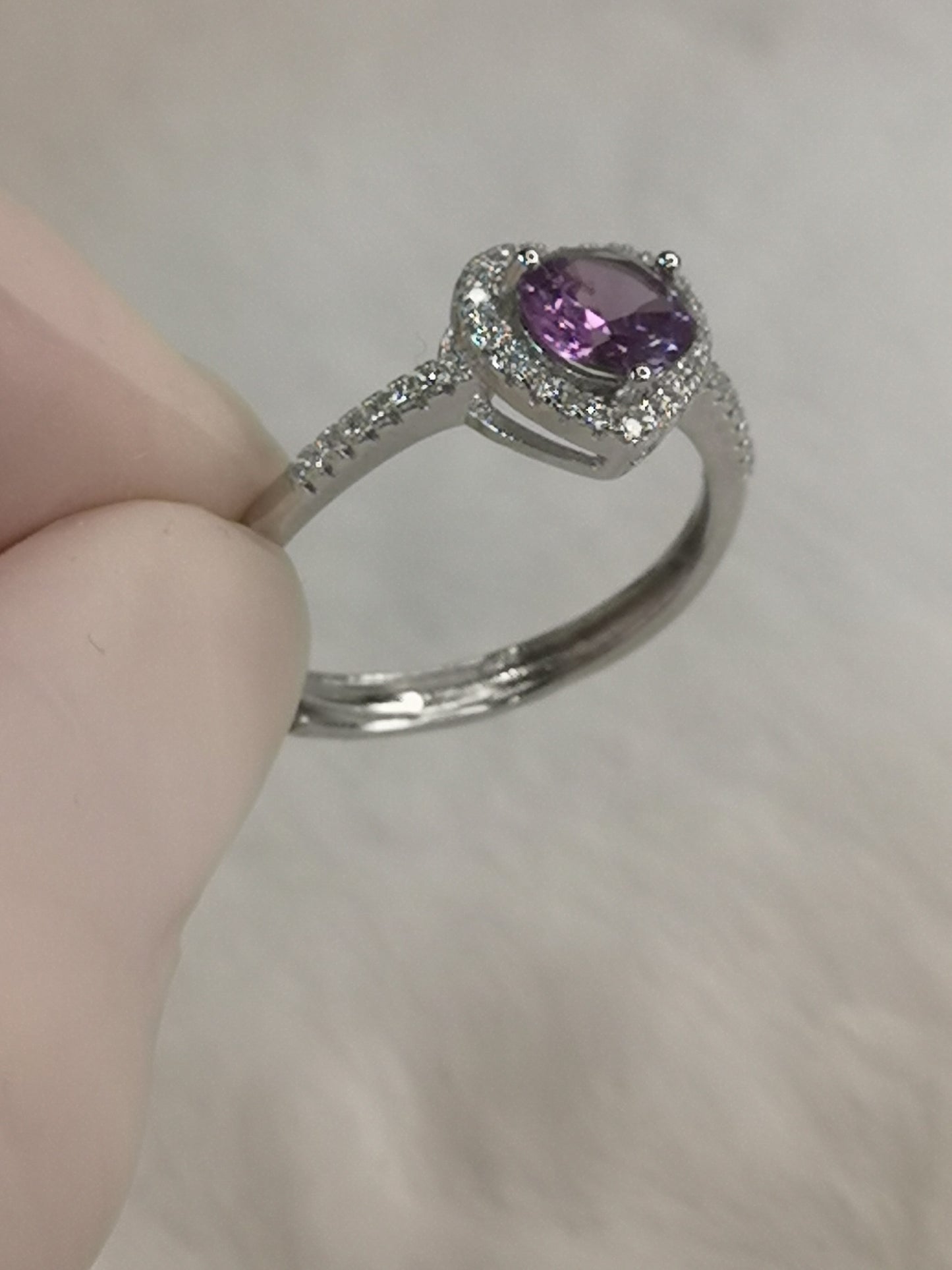 Amethyst Herz Kupfer Ring, verstellbar