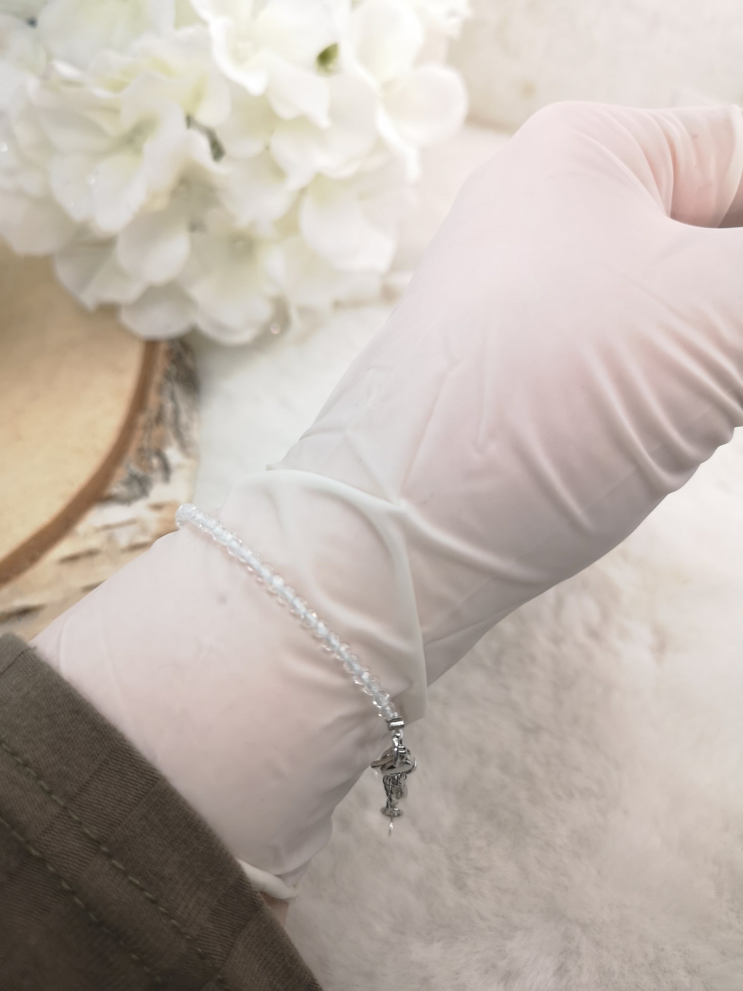 Bergkristall Edelstein Armband, Kupfer Kette