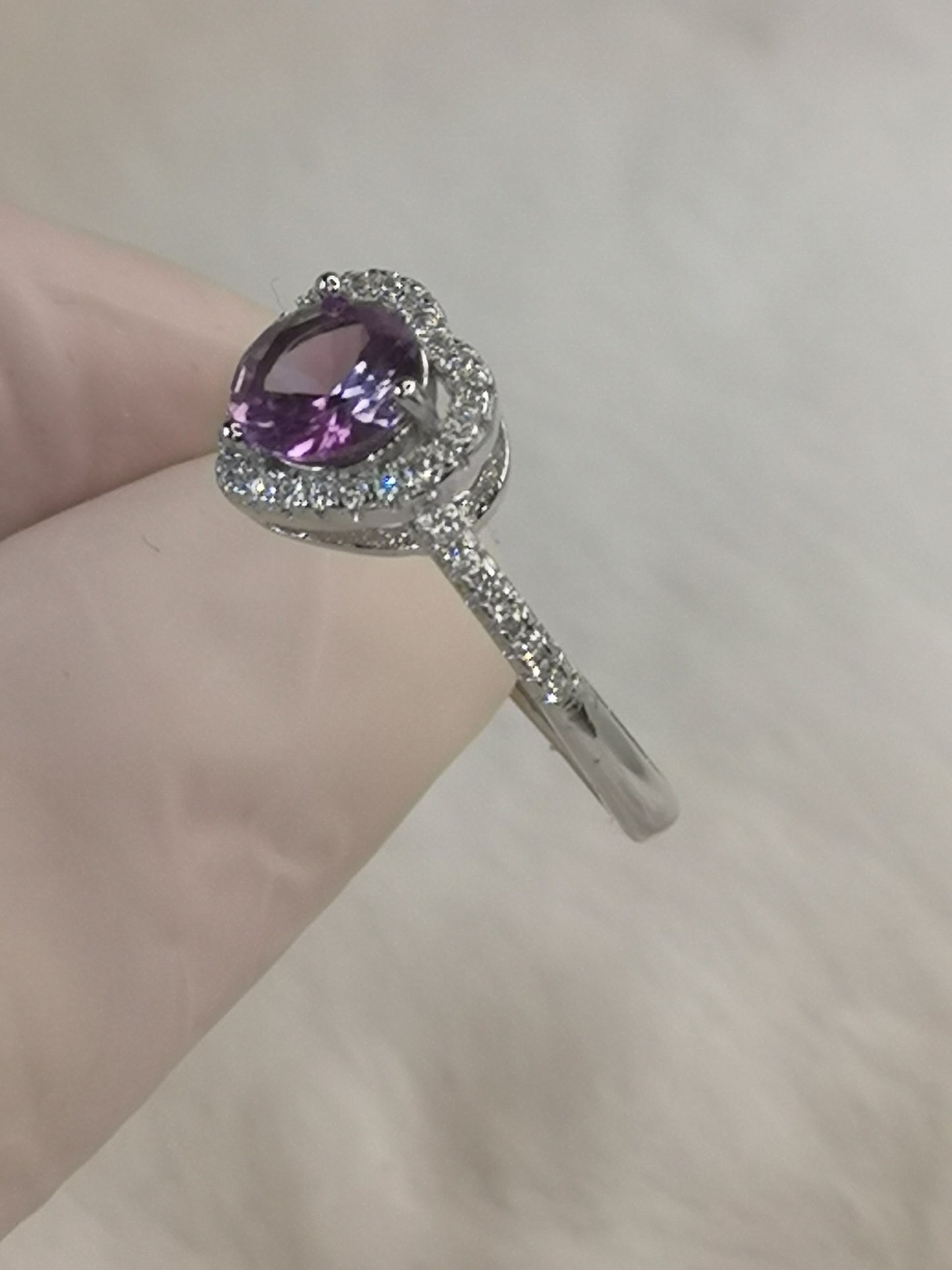 Amethyst Herz Kupfer Ring, verstellbar