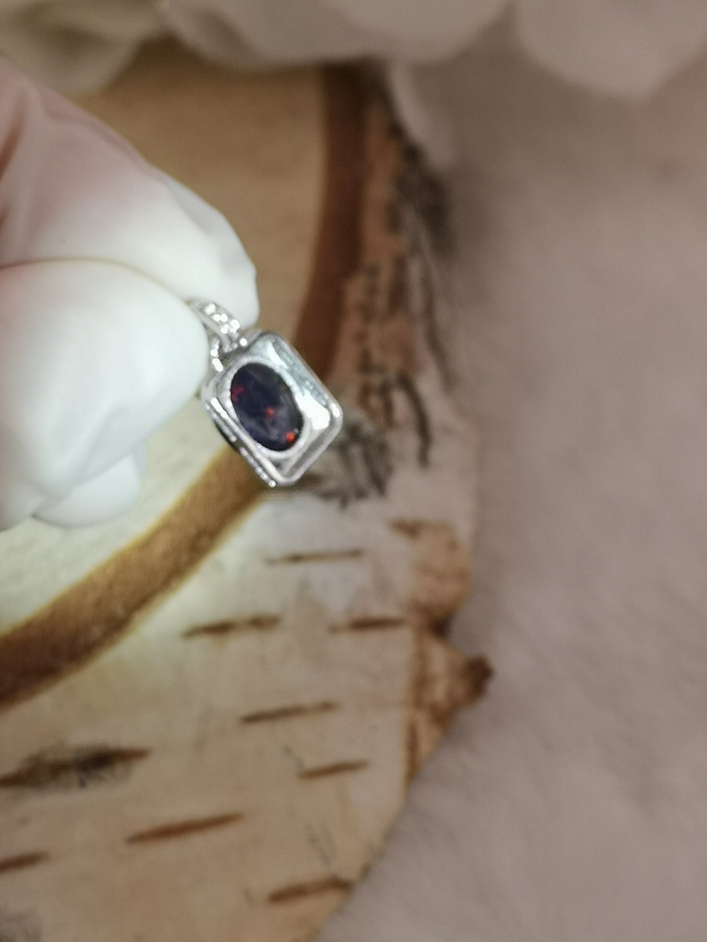 Black Opal Edelstein 925 Silber Ketten Anhänger