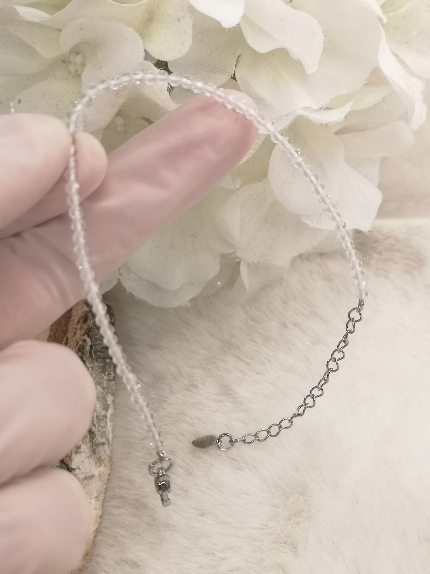 Bergkristall Edelstein Armband, Kupfer Kette