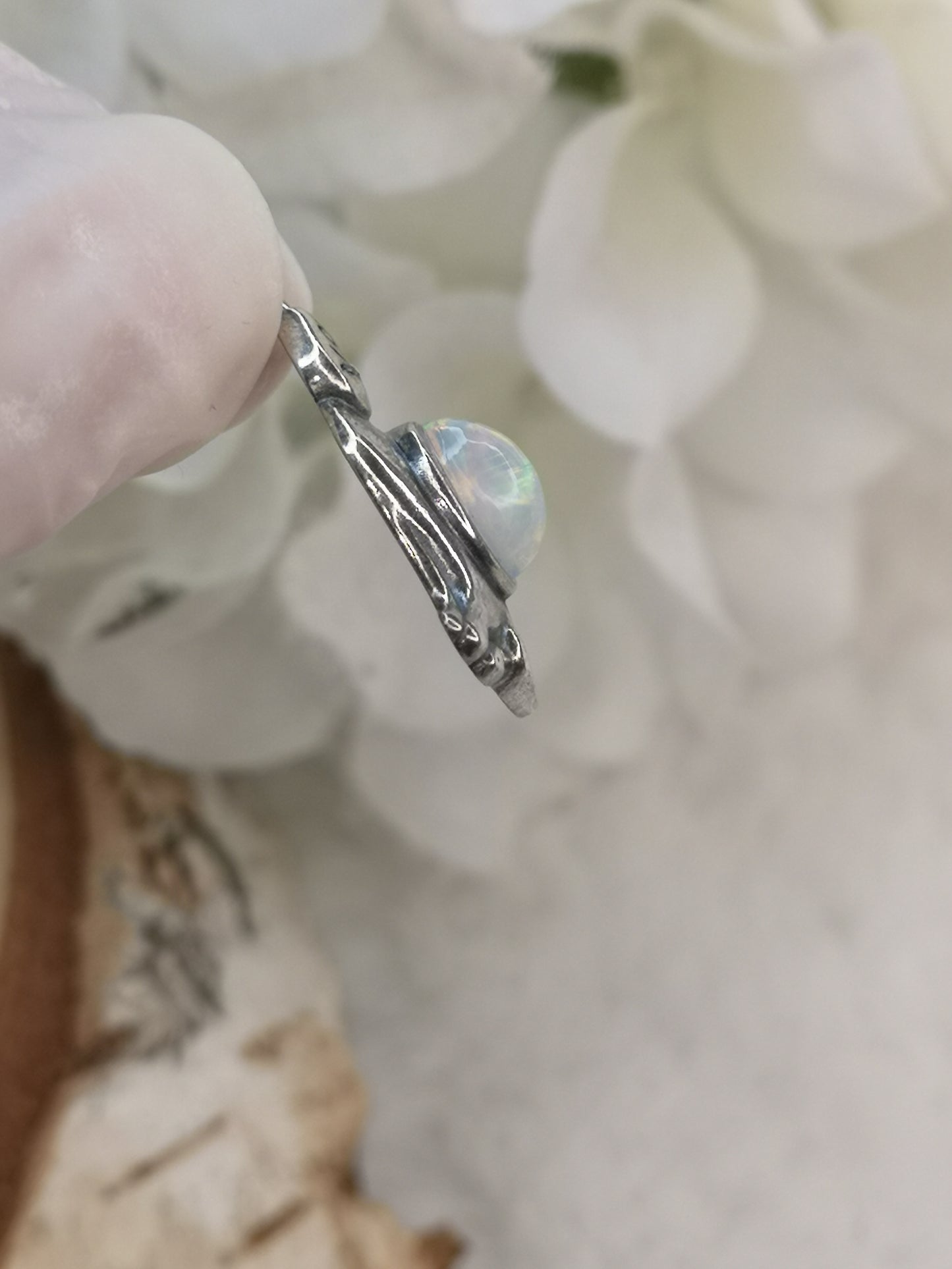 Opal Edelstein 925 Silber Ketten Anhänger Katzen Design
