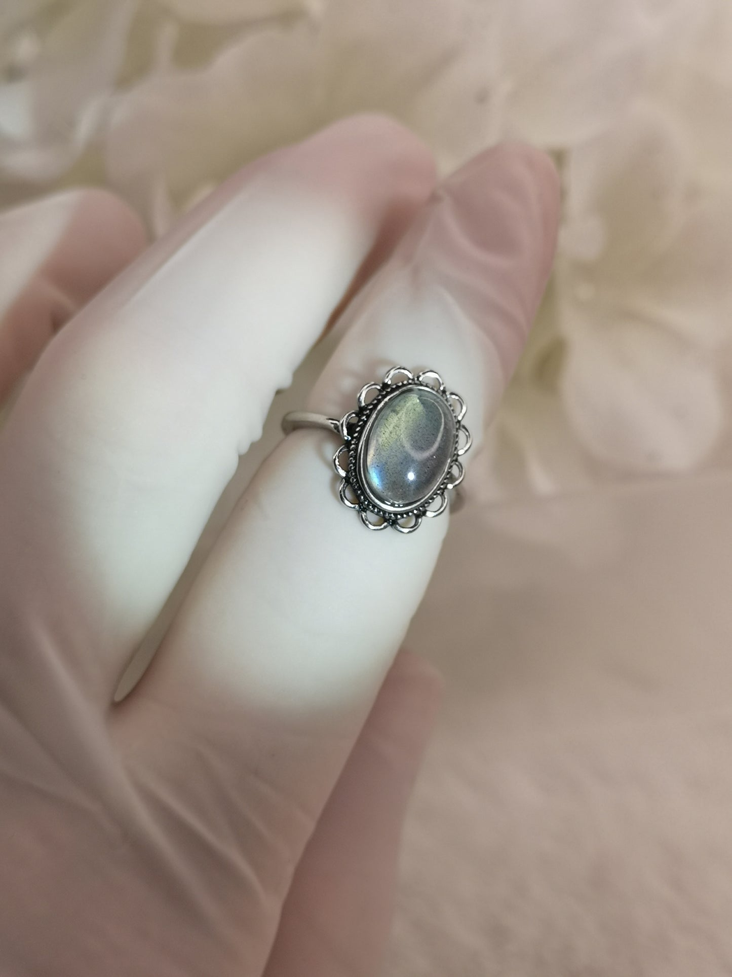 Labradorite Edelstein Kupfer Ring verstellbar