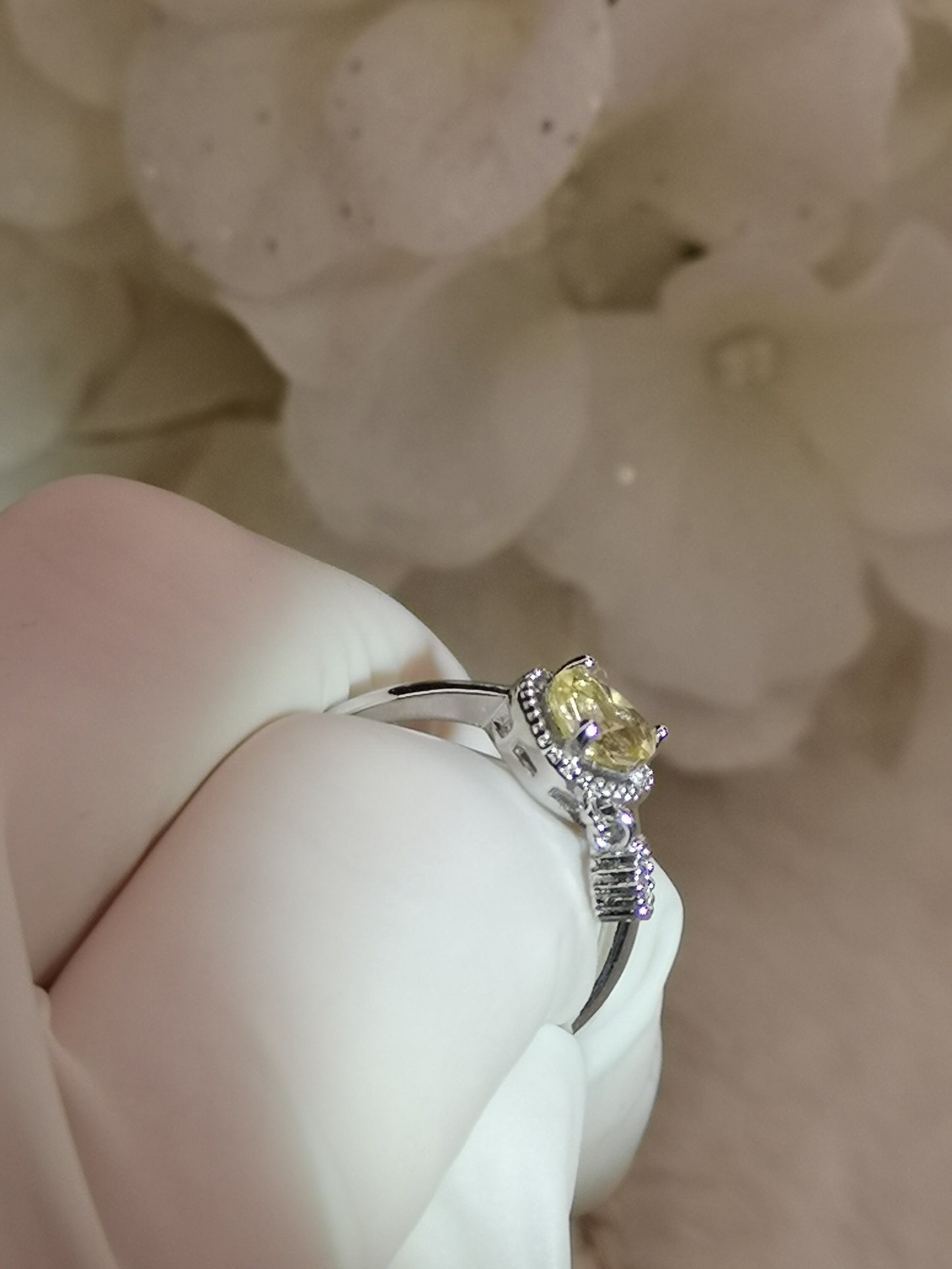 Citrin Herz Edelstein, Kupfer Ring verstellbar
