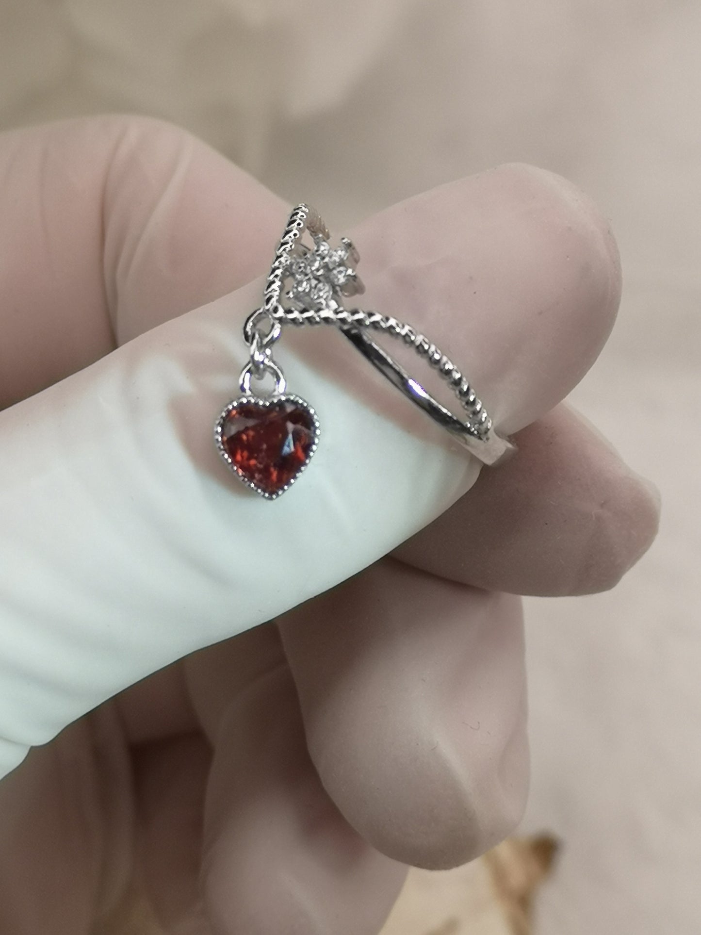 Granat Garnet Edelstein, Kupfer Ring verstellbar