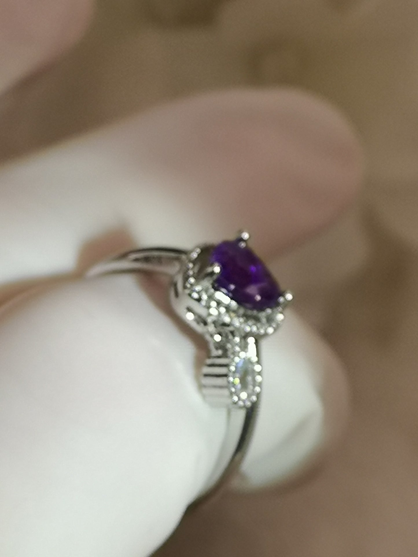 Amethyst Herz Edelstein, Kupfer Ring verstellbar