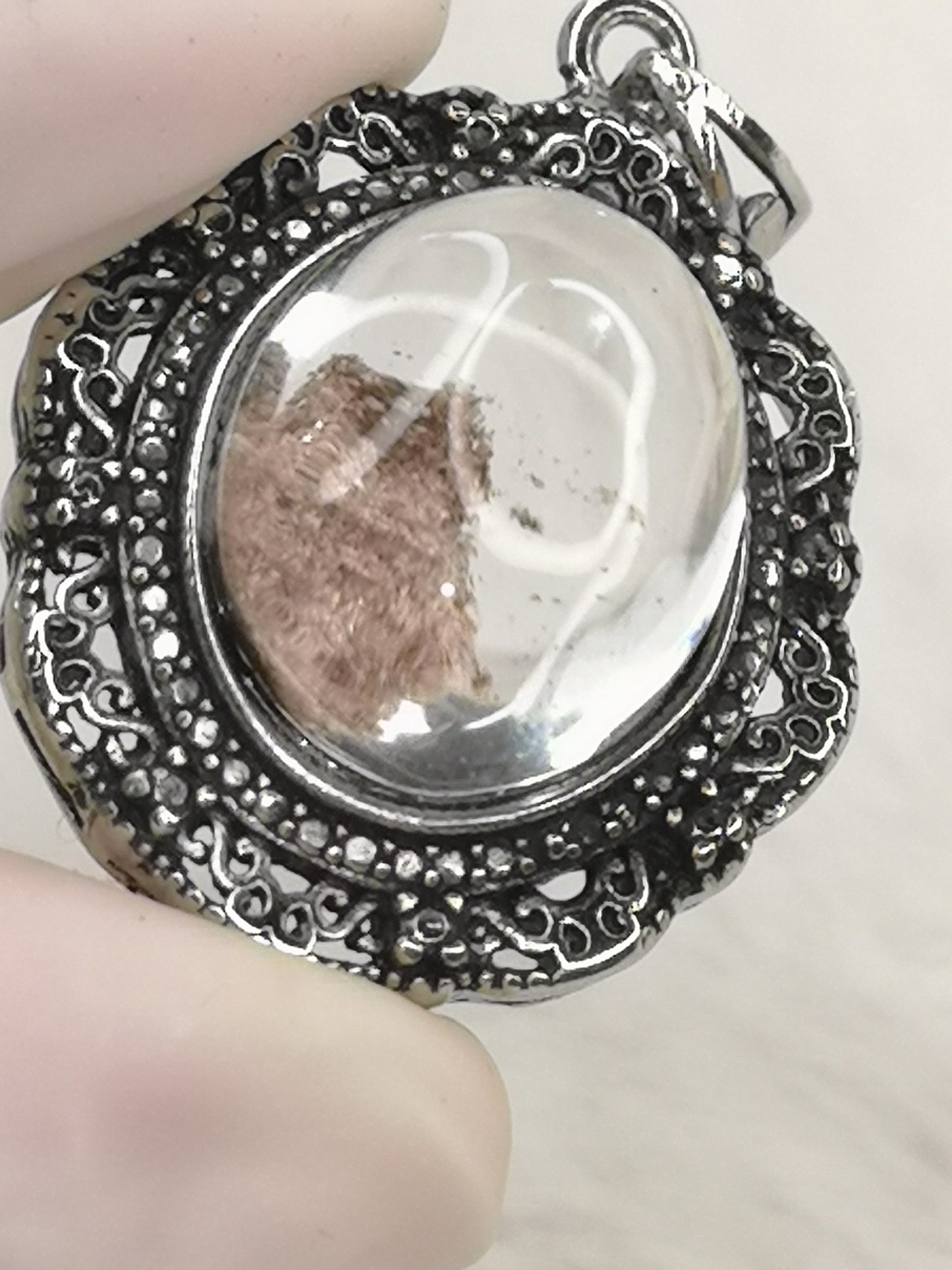 Gartenquartz Edelstein mit Phantomen, Kupfer Ketten Anhänger