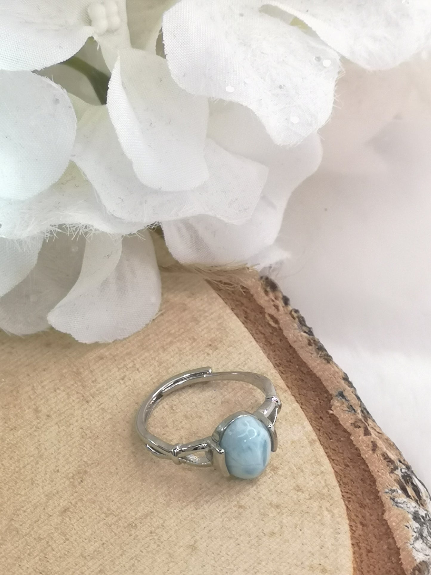 Larimar Edelstein Kupfer Ring verstellbar