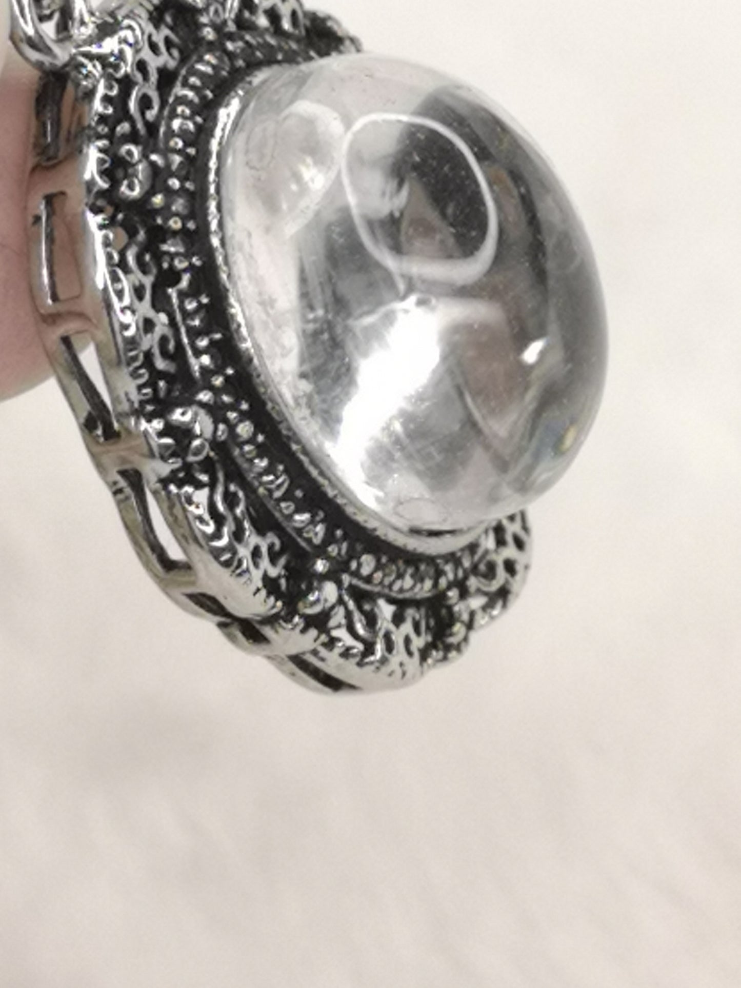 Gartenquartz Edelstein mit Phantomen, Kupfer Ketten Anhänger