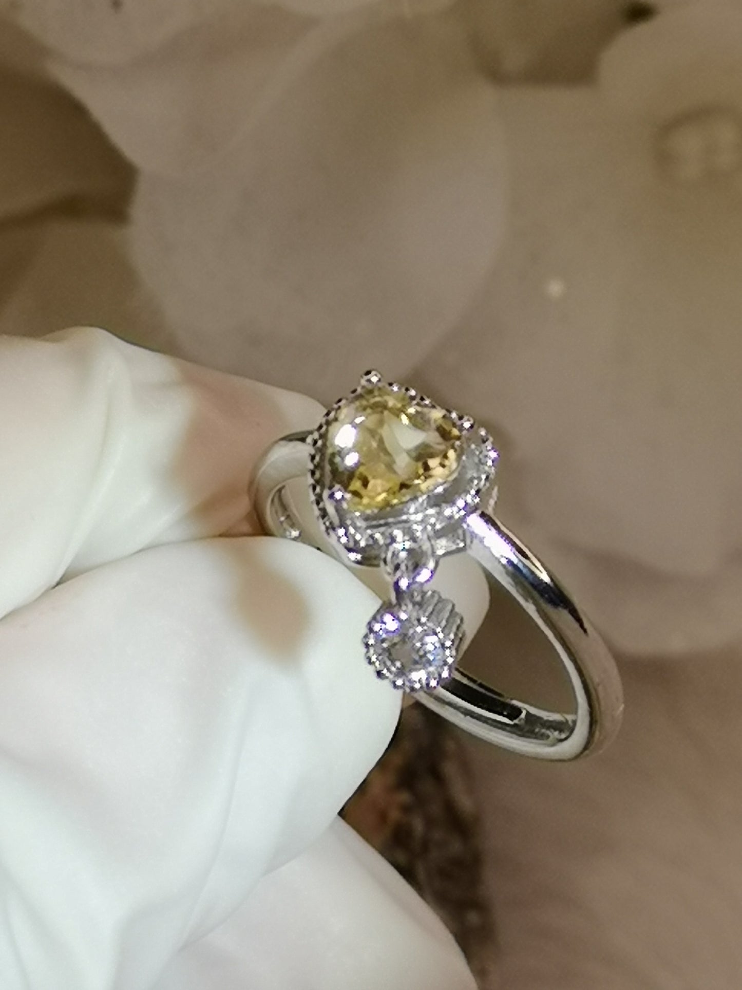 Citrin Herz Edelstein, Kupfer Ring verstellbar