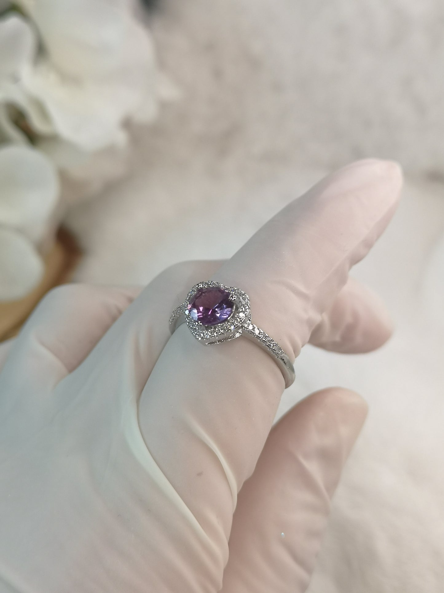 Amethyst Herz Kupfer Ring, verstellbar