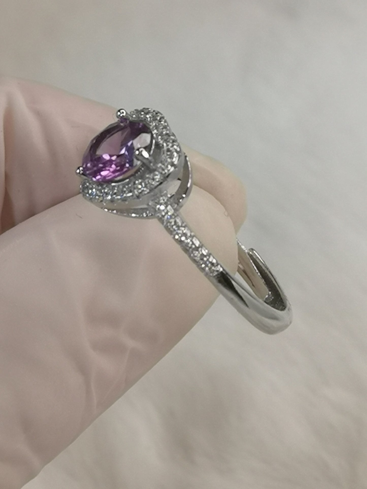 Amethyst Herz Kupfer Ring, verstellbar