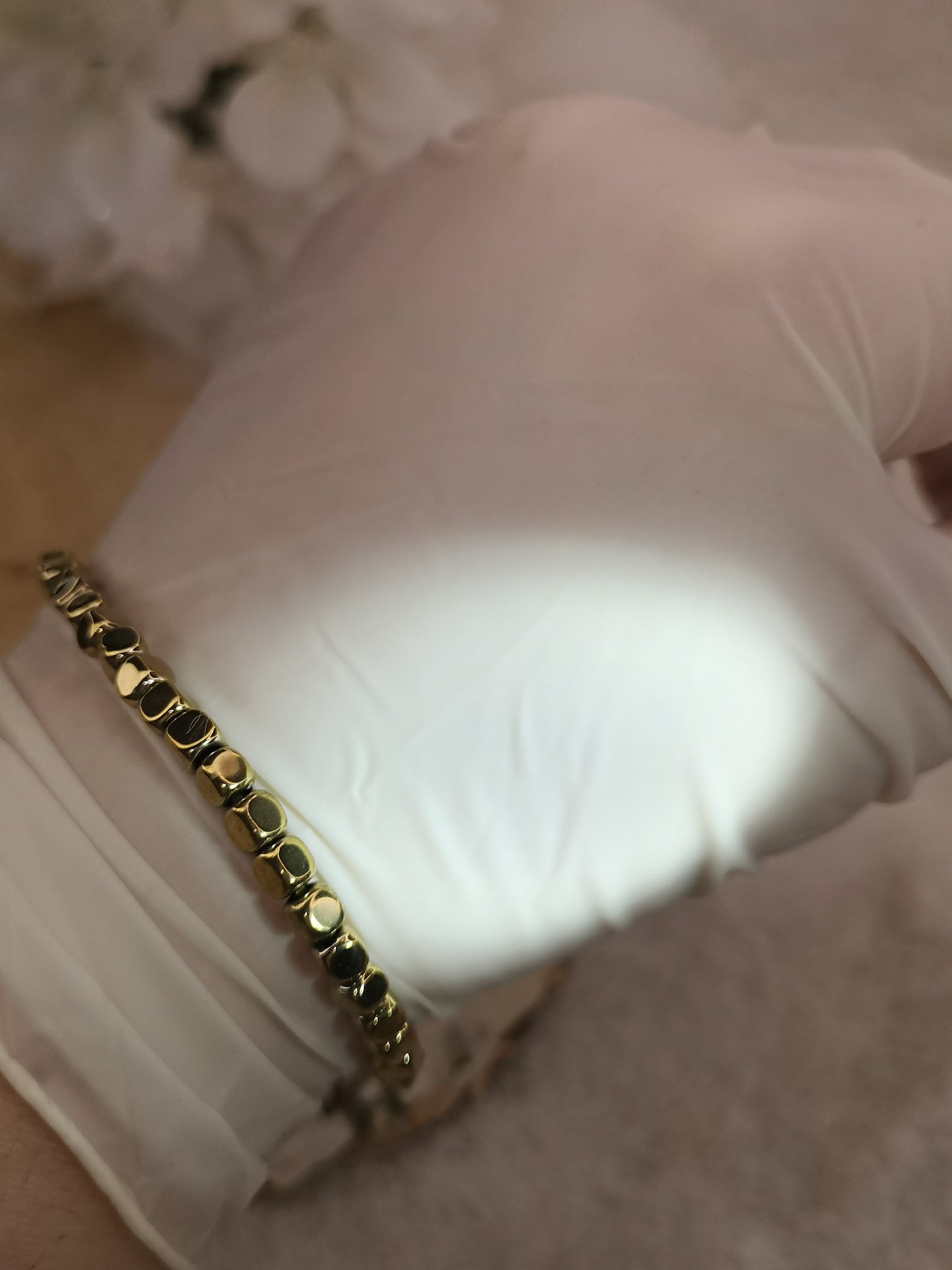 Pyrit Edelstein Armband, dehnbar