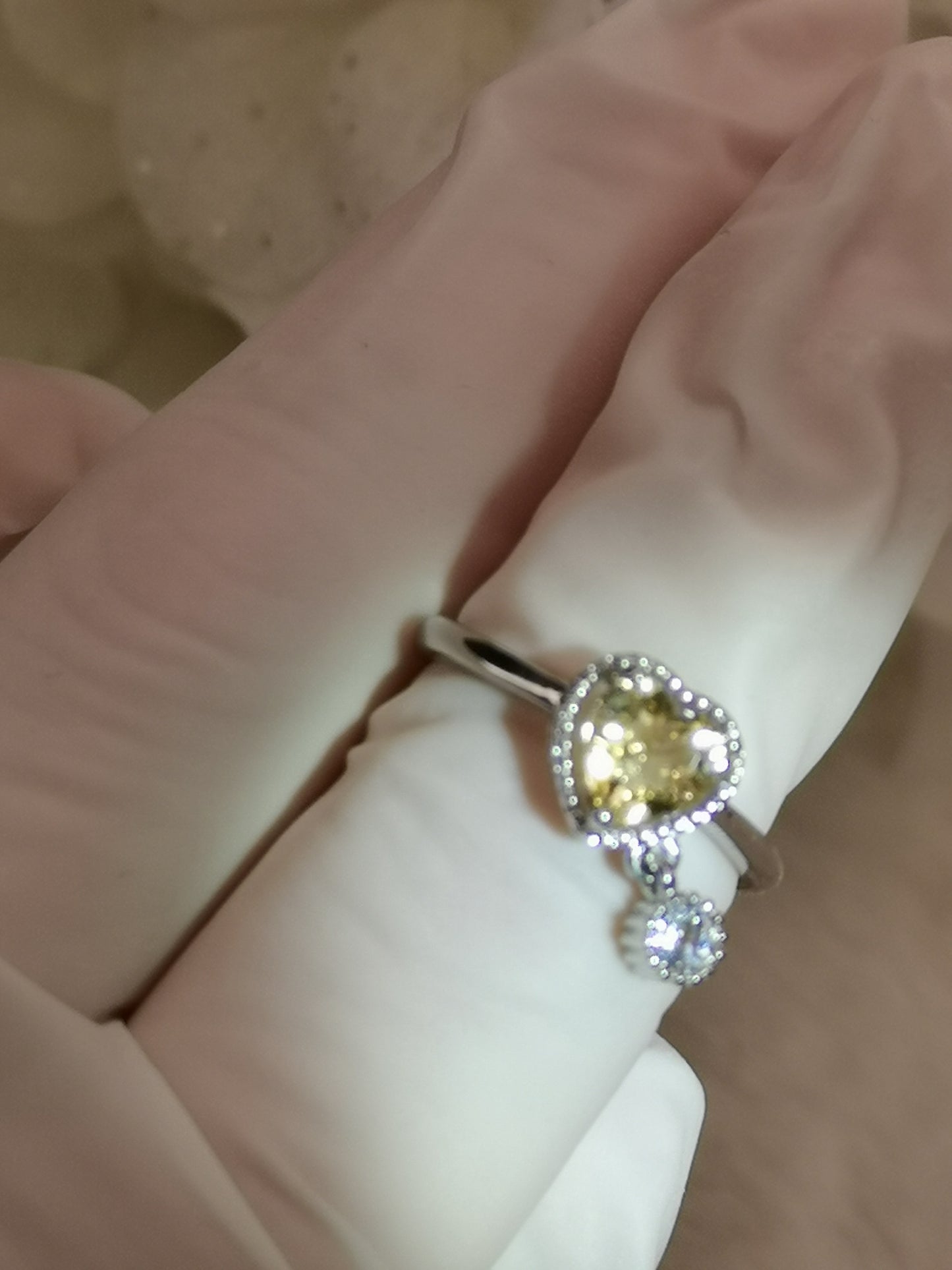 Citrin Herz Edelstein, Kupfer Ring verstellbar