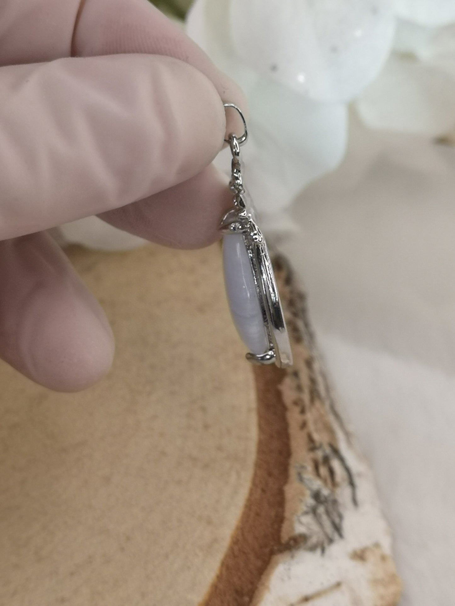 Blue Less Achat Edelstein, Kupfer Ketten Anhänger