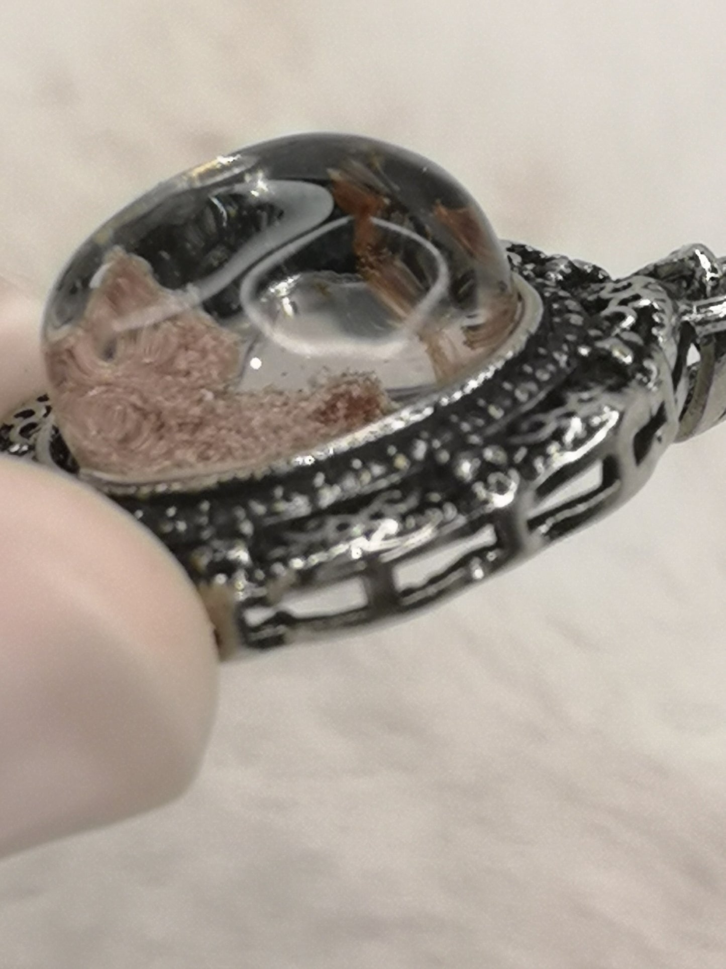 Gartenquartz Edelstein mit Phantomen, Kupfer Ketten Anhänger